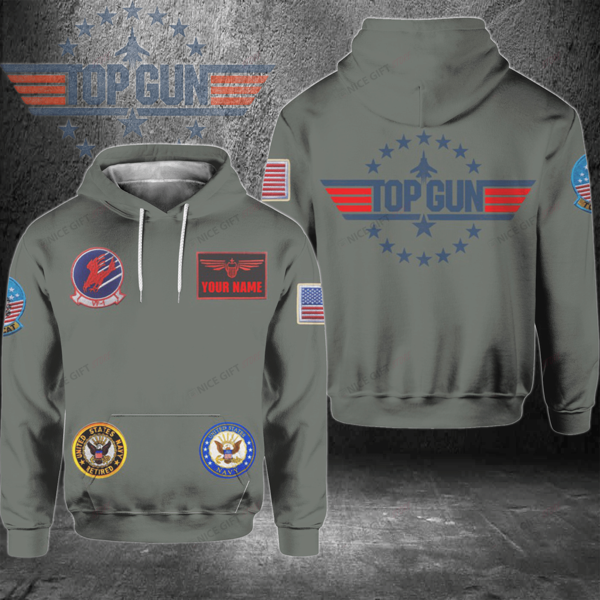 Top Gun (Your Name) 3D Hoodie Gift For Fans Nicegift
