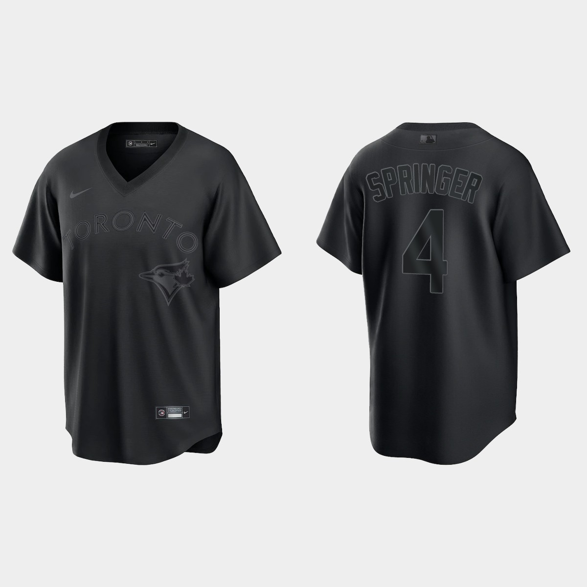Toronto Blue Jays George Springer Pitch Black Fashion Jersey - Black