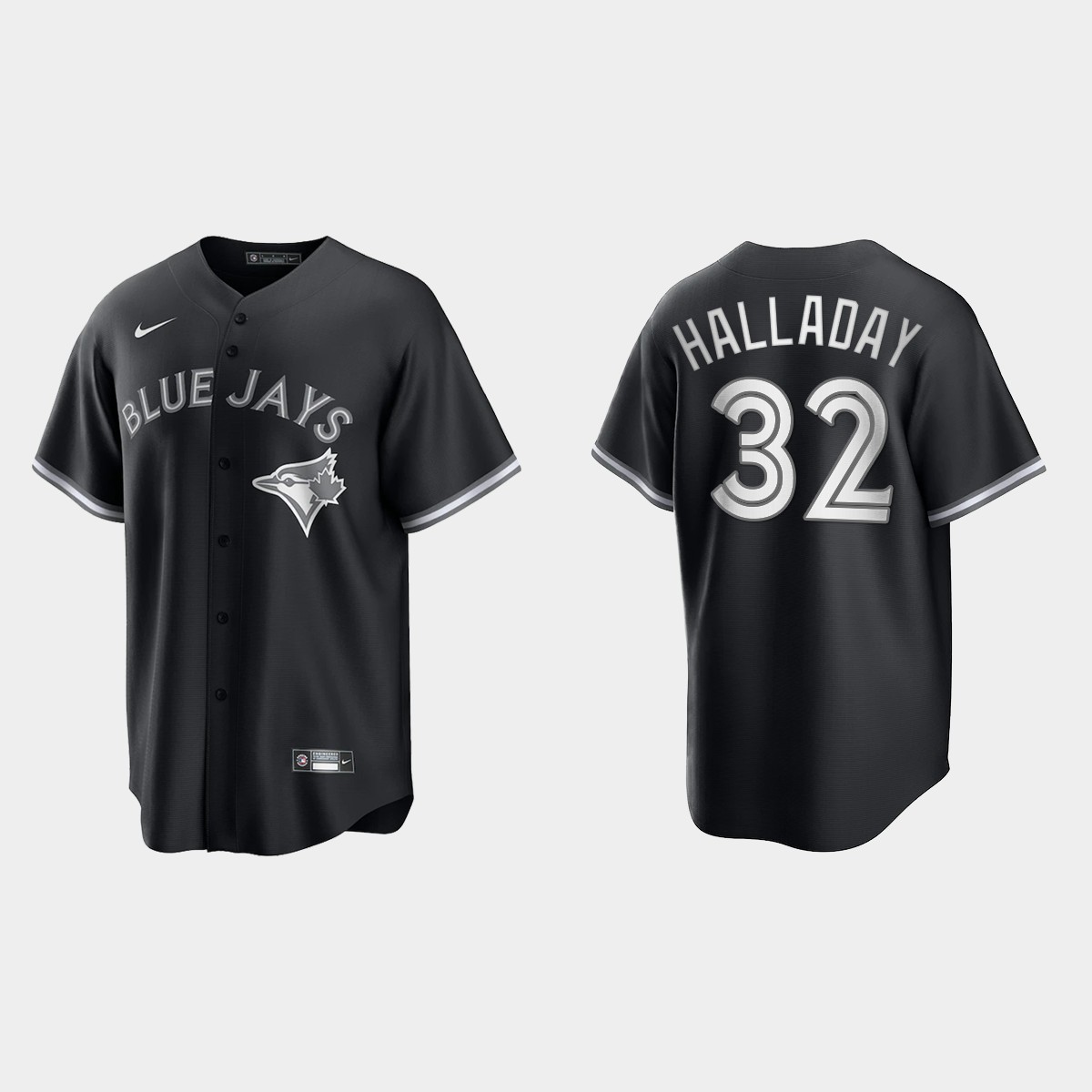 Toronto Blue Jays Roy Halladay 2021 All Black Fashion Jersey - Black White