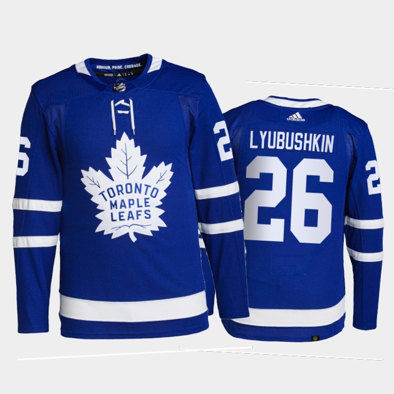 Toronto Maple Leafs 2022 Home Jersey Ilya Lyubushkin Blue #26 Primegreen Uniform