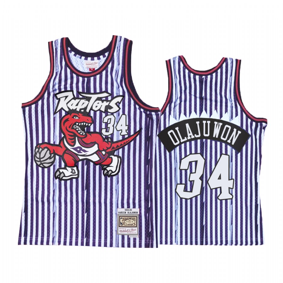 Toronto Raptors Hakeem Olajuwon #34 Purple Striped Jersey