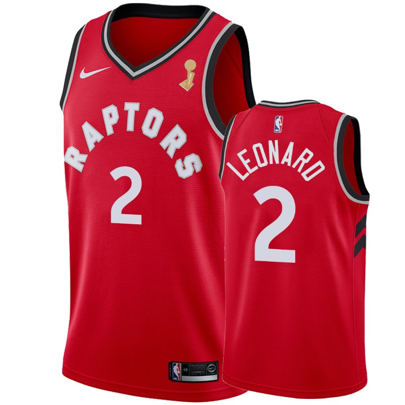 Toronto Raptors Kawhi Leonard #2 2019 NBA Finals Champions Red Icon Jersey