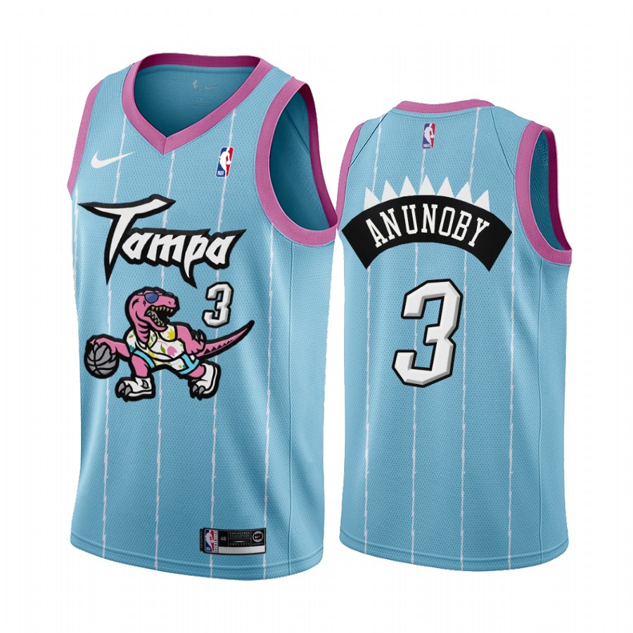 Toronto Raptors OG Anunoby #3 Pink Blue 2021 Tampa City Jersey