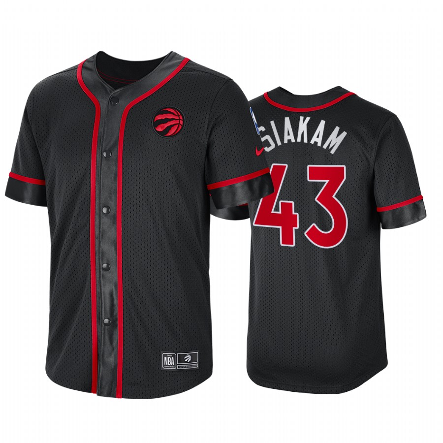 Toronto Raptors Pascal Siakam Courtside Baseball Shirt Jersey #43 Black MLB Jersey