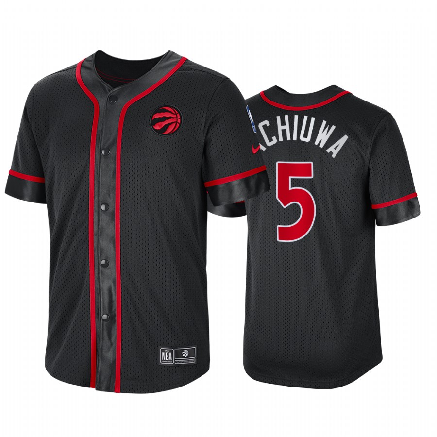 Toronto Raptors Precious Achiuwa Courtside Baseball Shirt Jersey #5 Black MLB Jersey
