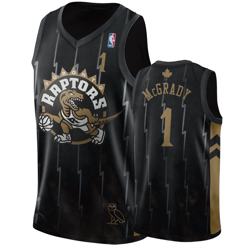 Toronto Raptors Tracy McGrady #1 OVO Black Throwback Jersey