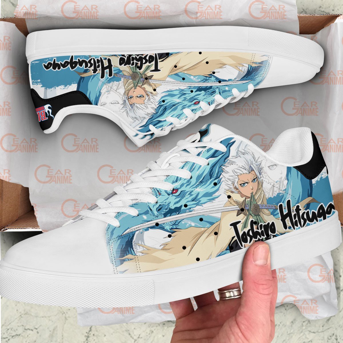 Toshiro Hitsugaya Skate Sneakers Custom Anime Bleach Shoes