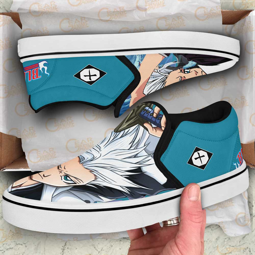 Toshiro Hitsugaya Slip-On Shoes Canvas Custom Anime Bleach Shoes