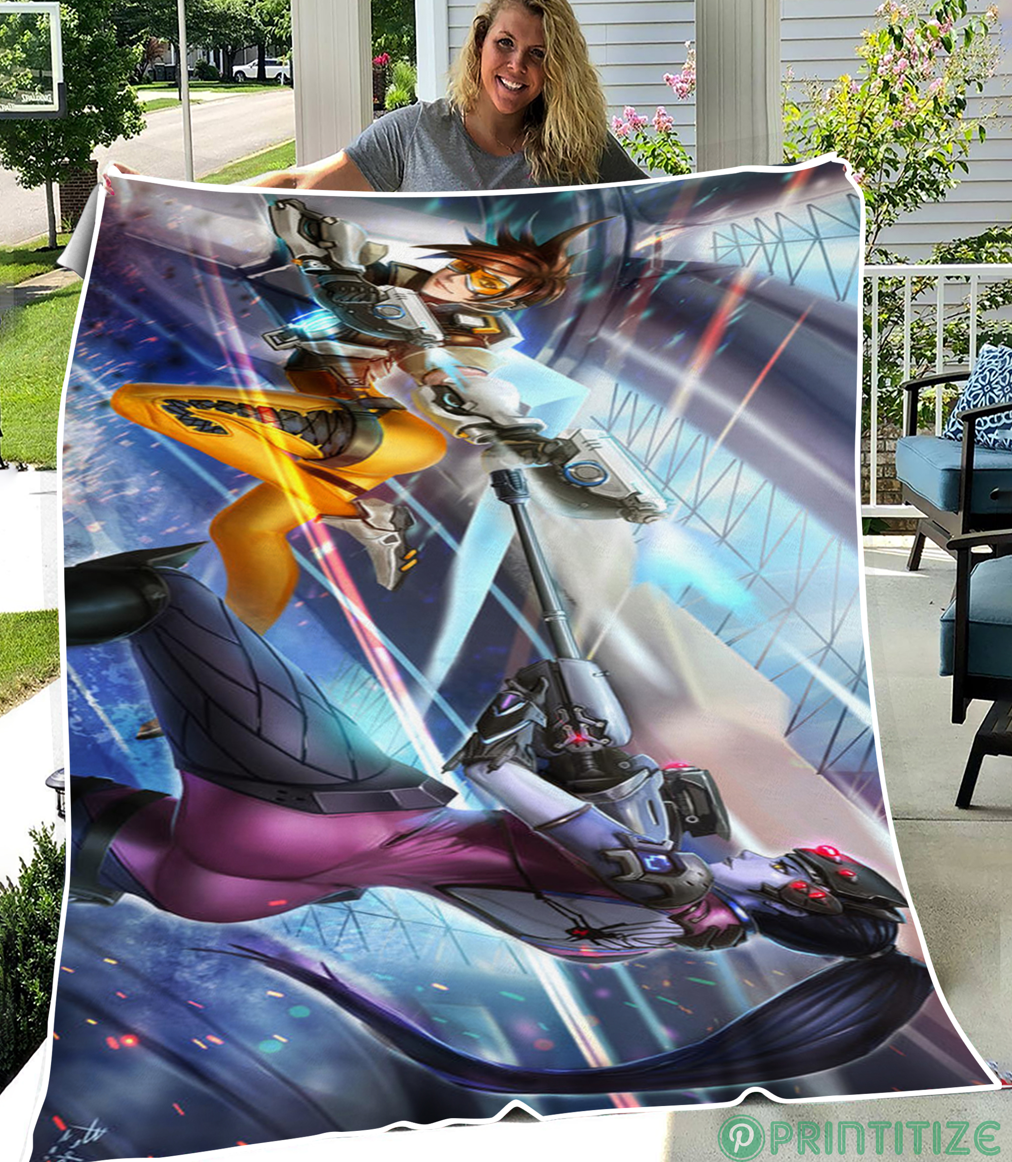 Tracer And Widowmaker Overwatch Fleece Blanket