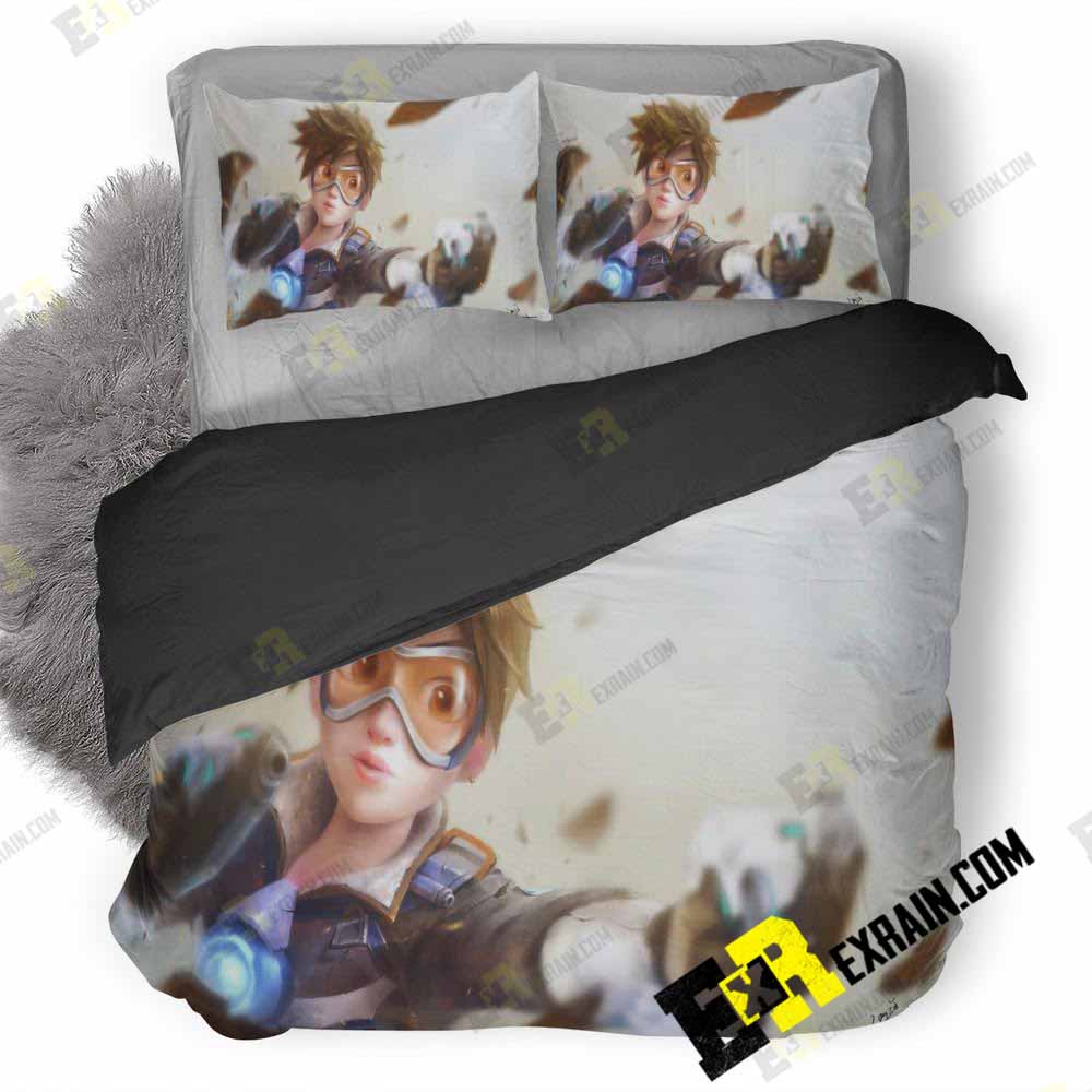 Tracer Overwatch Artwork 3D Customized Duvet Cover Bedding Set
