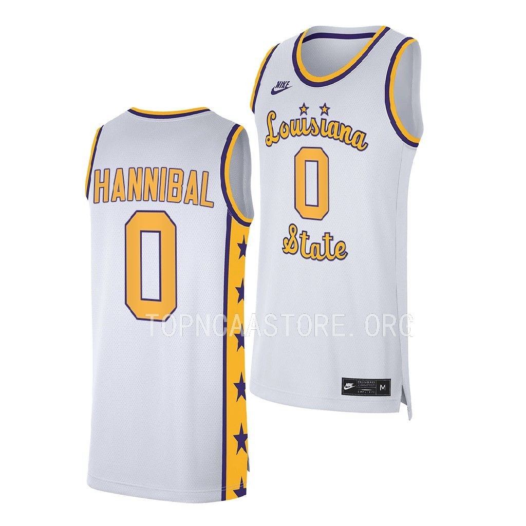 Trae Hannibal LSU Tigers #0 White Jersey 2022-23