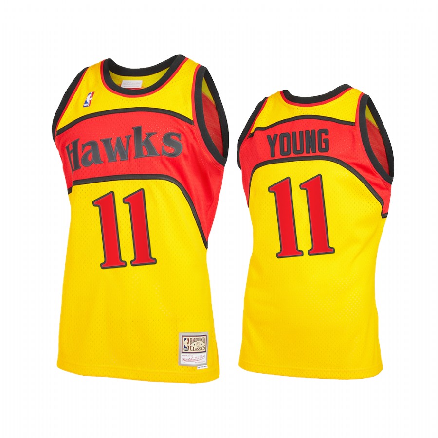 Trae Young 11 Atlanta Hawks 2021 Reload 2.0 Yellow Jersey Throwback