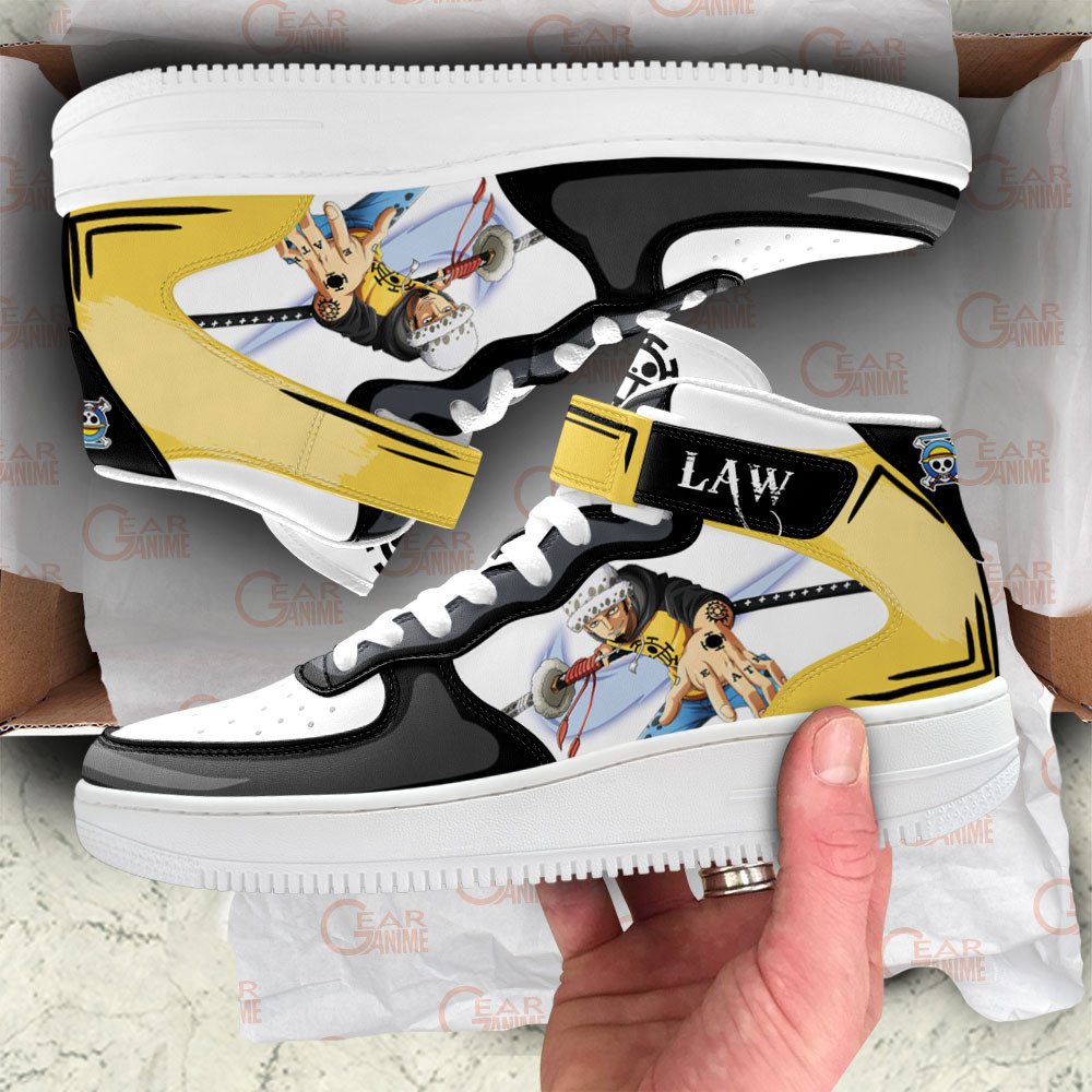 Trafagar Law Sneakers Air Mid Custom One Piece Anime Shoes