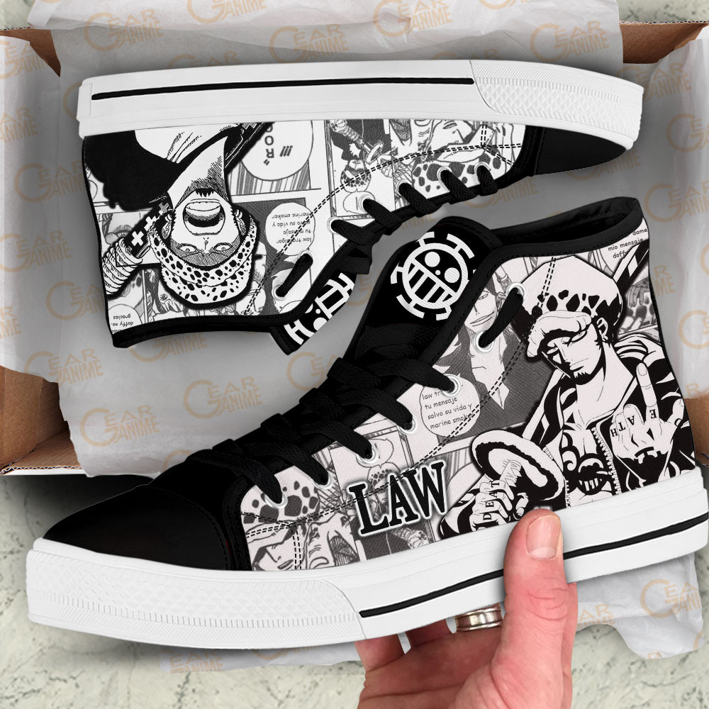 Trafalgar D. Law High Top Shoes One Piece Custom Manga Sneakers