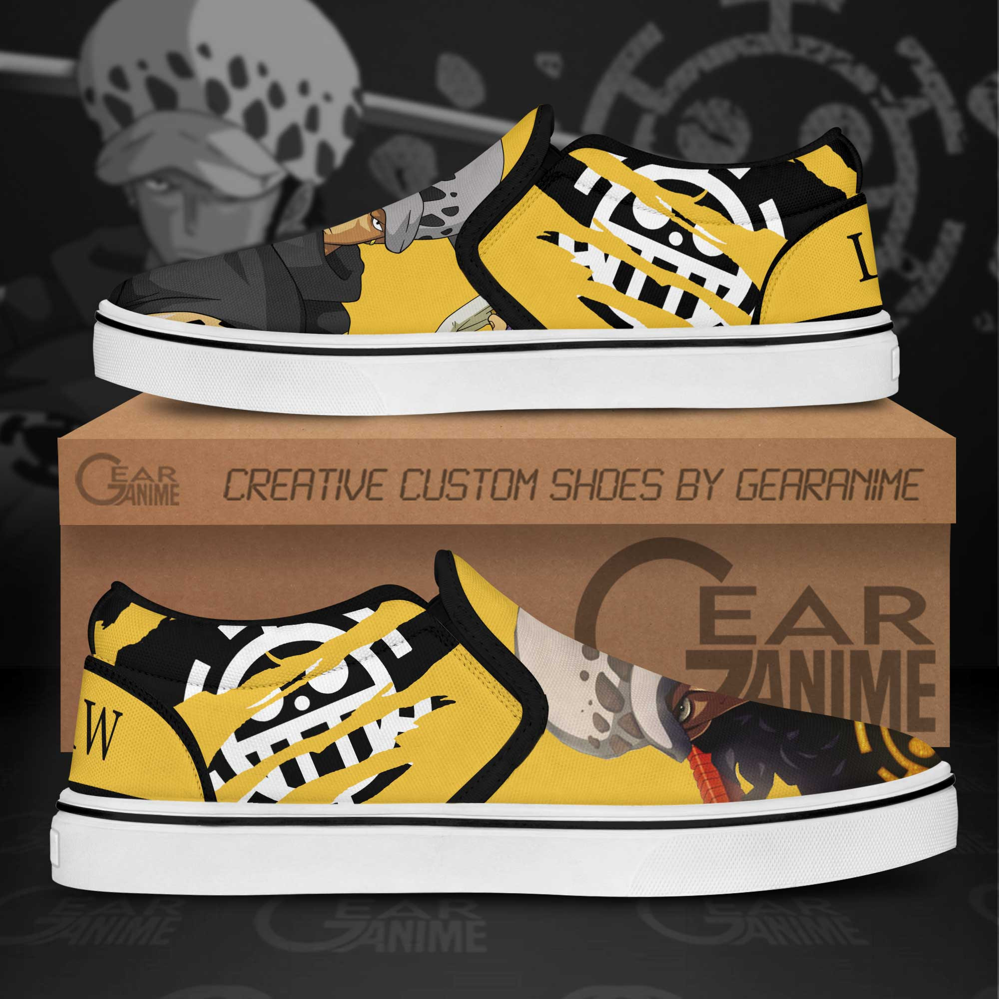 Trafalgar D Law Slip-On Shoes Canvas One Piece Custom Anime Shoes