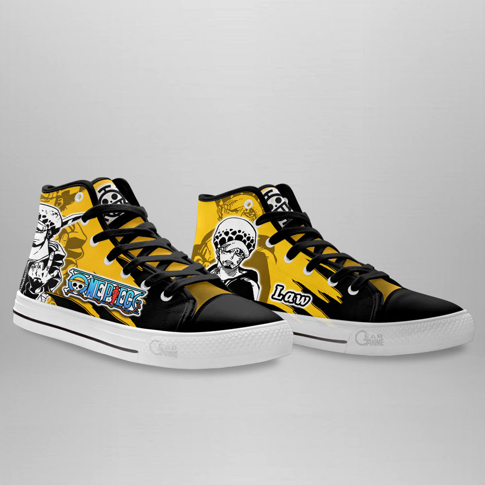 Trafalgar Law High Top Shoes One Piece Custom Anime Sneakers Mix Manga