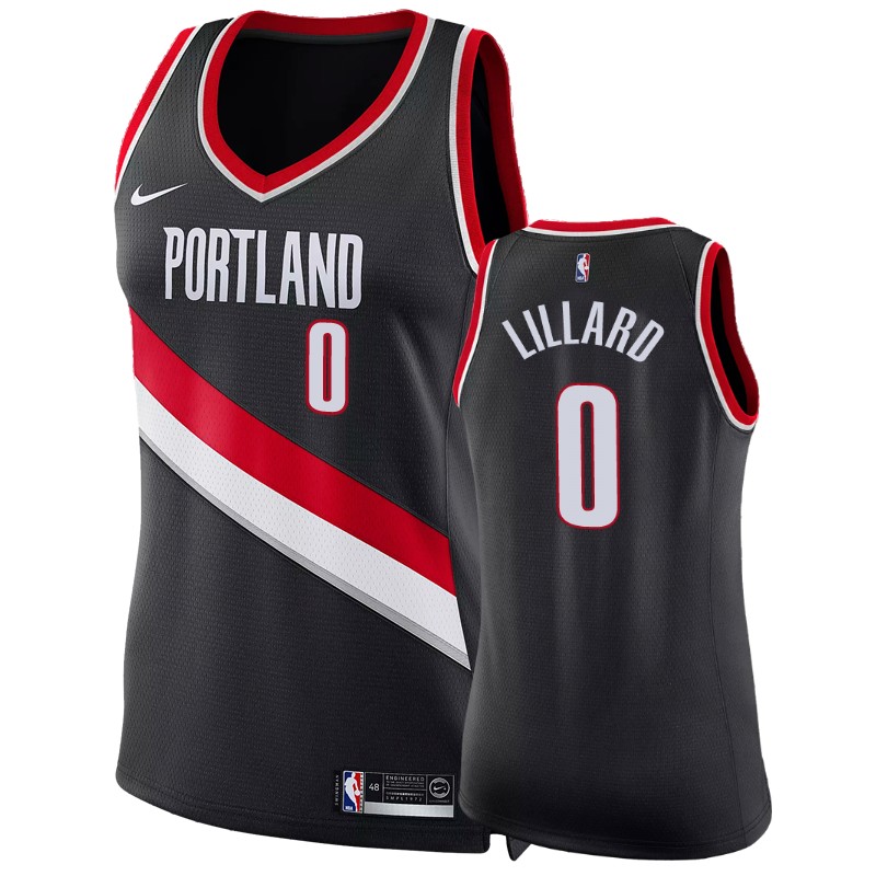 Trail Blazers Women Damian Lillard #0 Icon Black Jersey