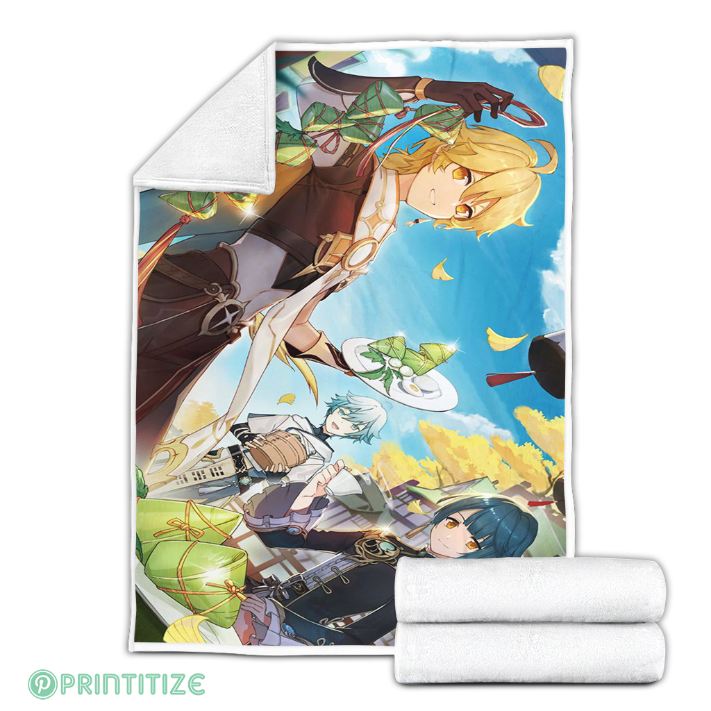 Traveler Genshin Impact Fanart Fleece Blanket