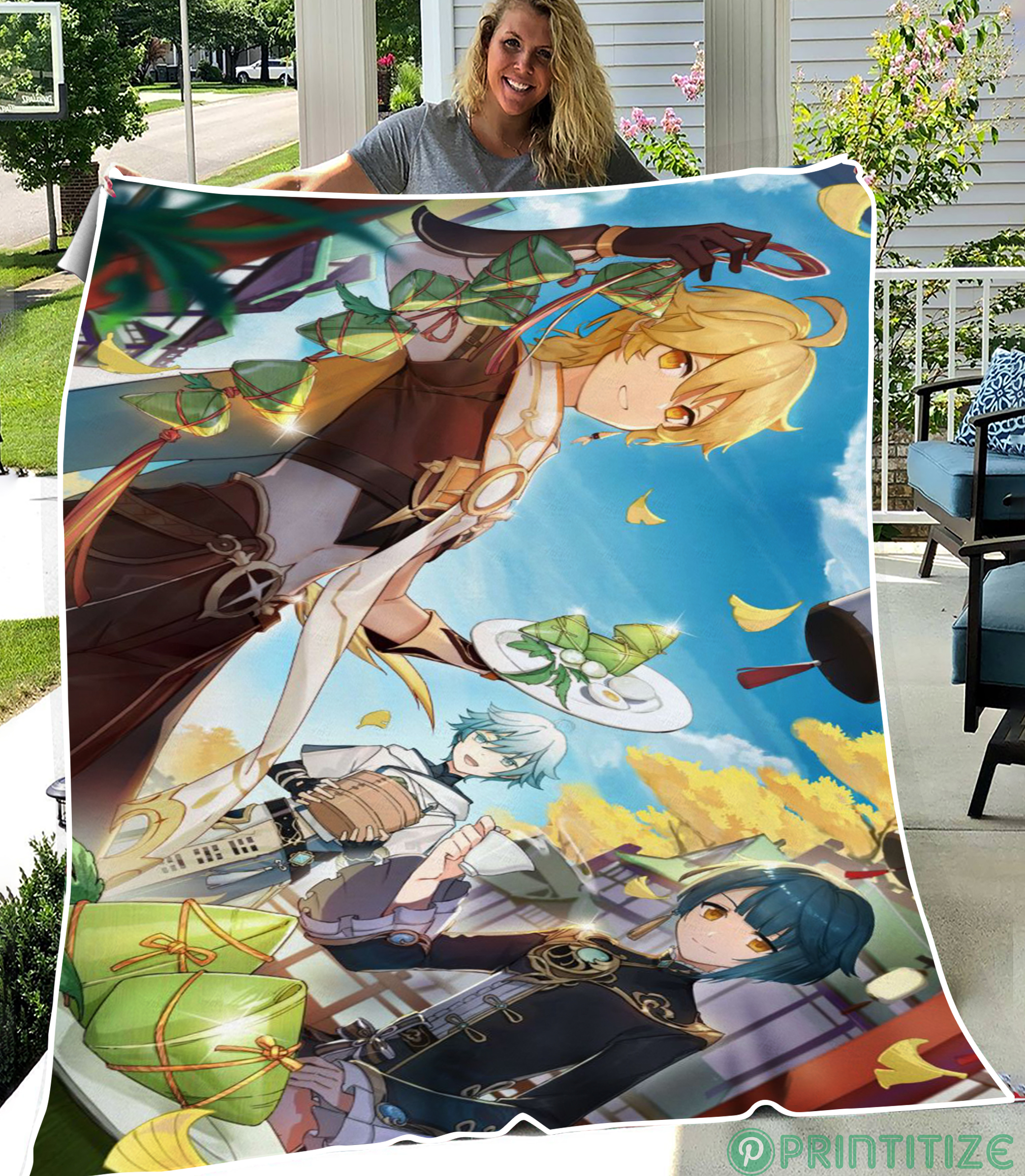 Traveler Genshin Impact Fanart Fleece Blanket