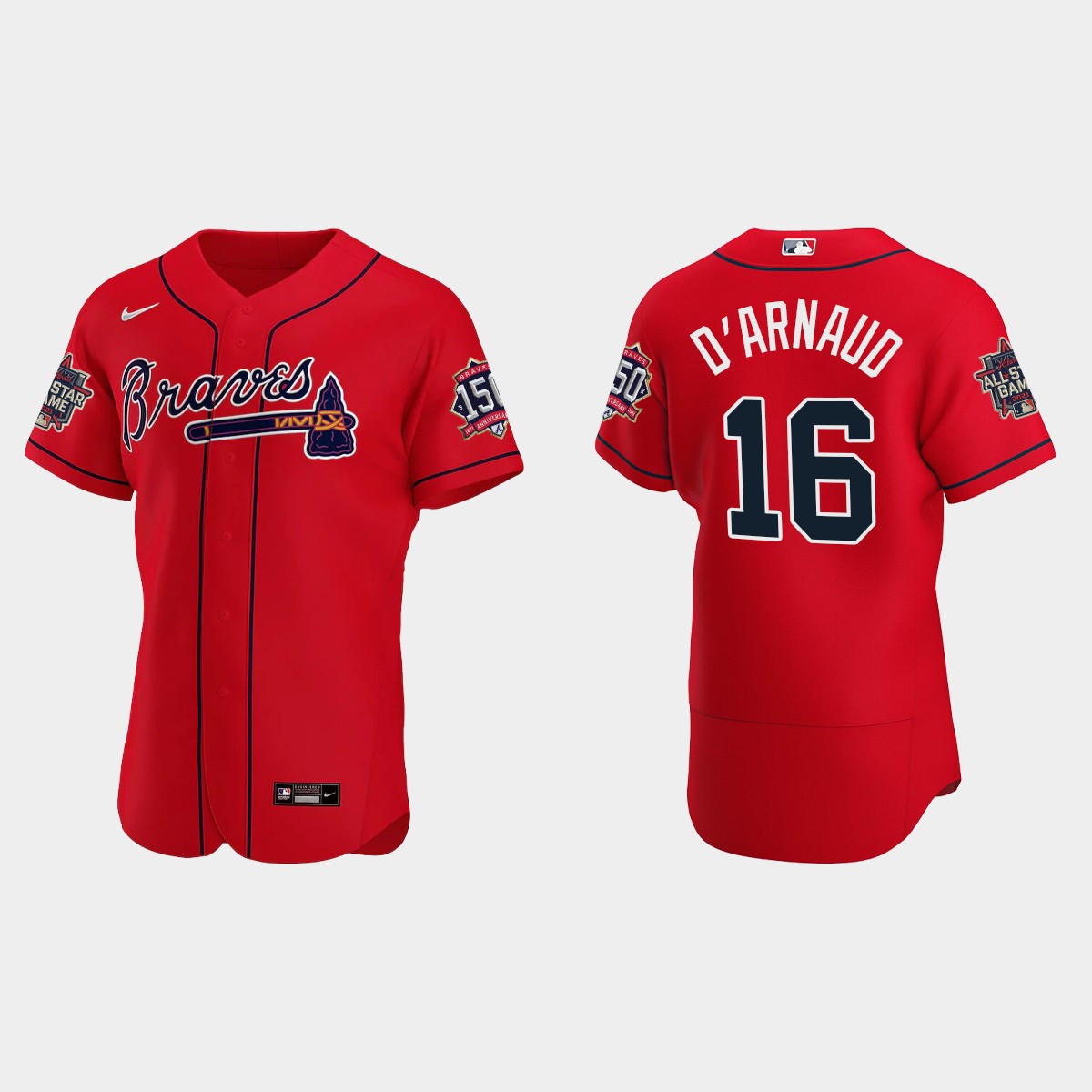 Travis d'Arnaud #16 Atlanta Braves Alternate 2021 MLB All-Star Jersey - Red