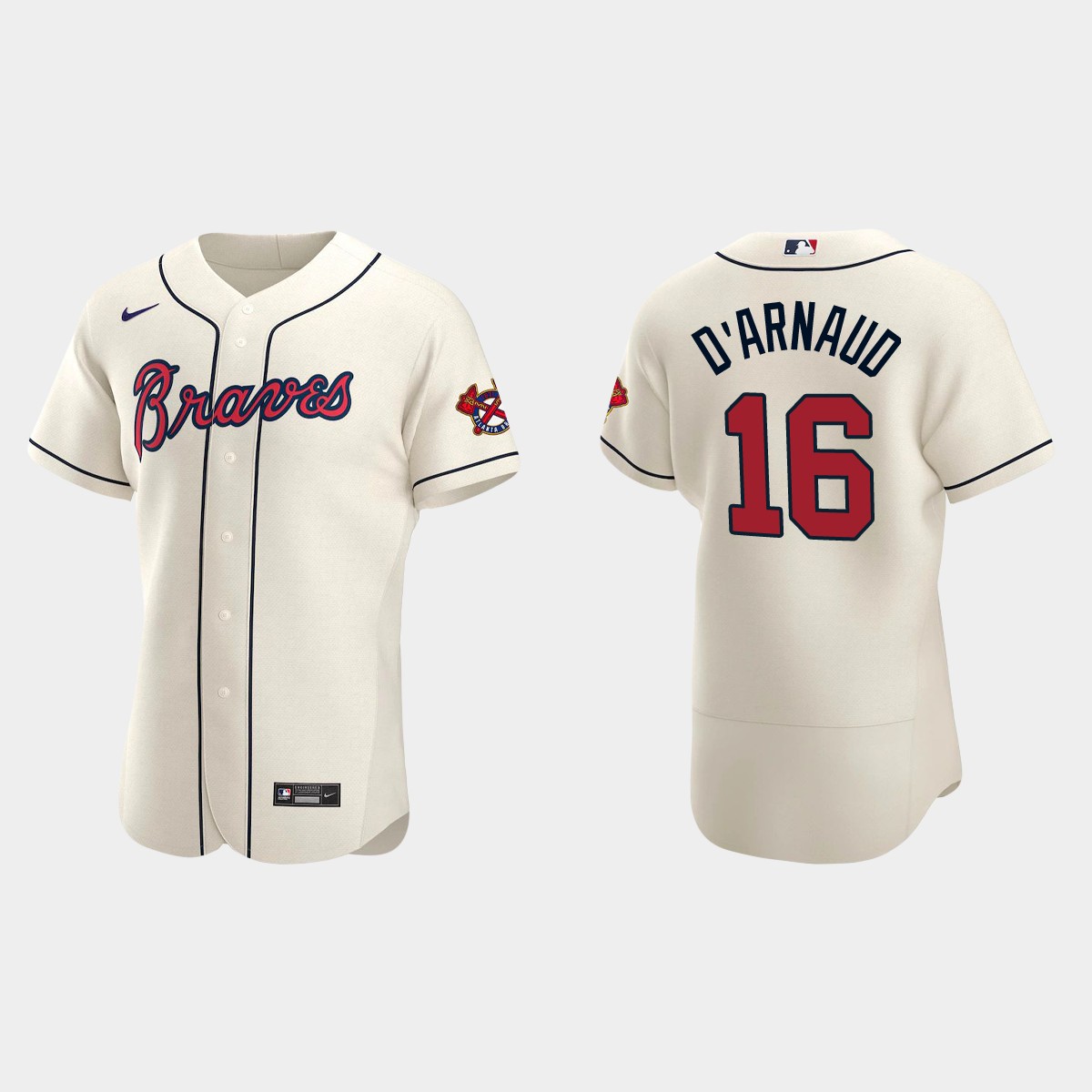 Travis d'Arnaud #16 Atlanta Braves Alternate Jersey - Cream