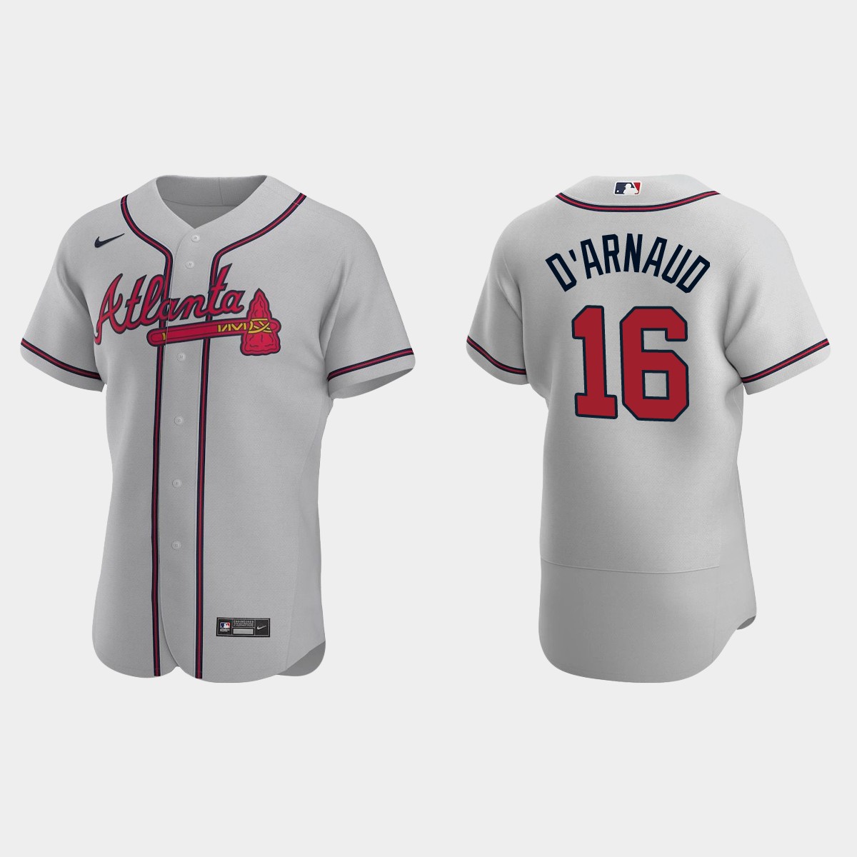 Travis d'Arnaud #16 Atlanta Braves Road Jersey - Gray