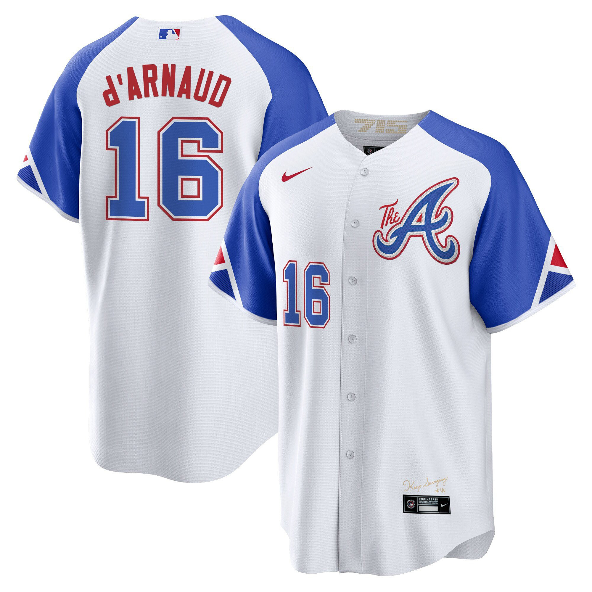 Travis d'Arnaud Men's Atlanta Braves Champions City Connect Gold Cool Base Jersey - All Stitched