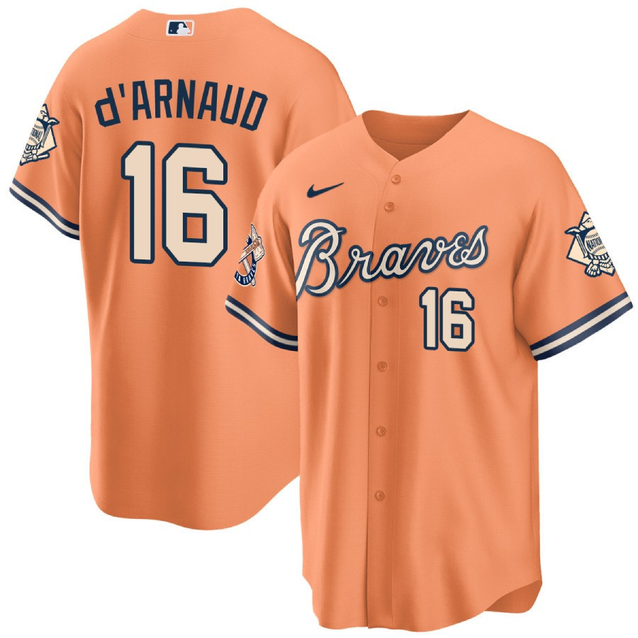 Travis d'Arnaud Men's Atlanta Braves Peaches n' Cream Jersey - All Stitched
