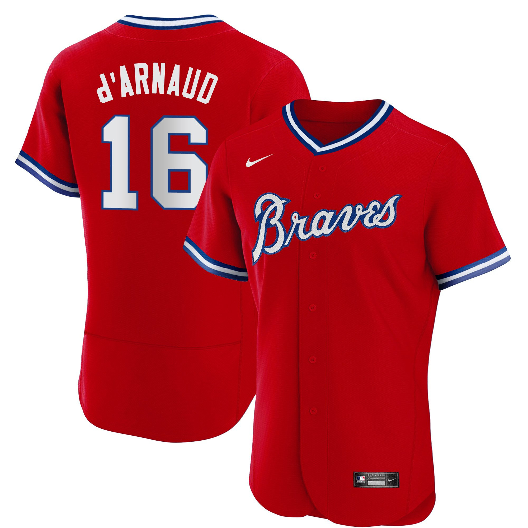 Travis d'Arnaud Men's Atlanta Braves Throwback 1974 - 1982 Flex Base 1980 Jersey - All Stitched