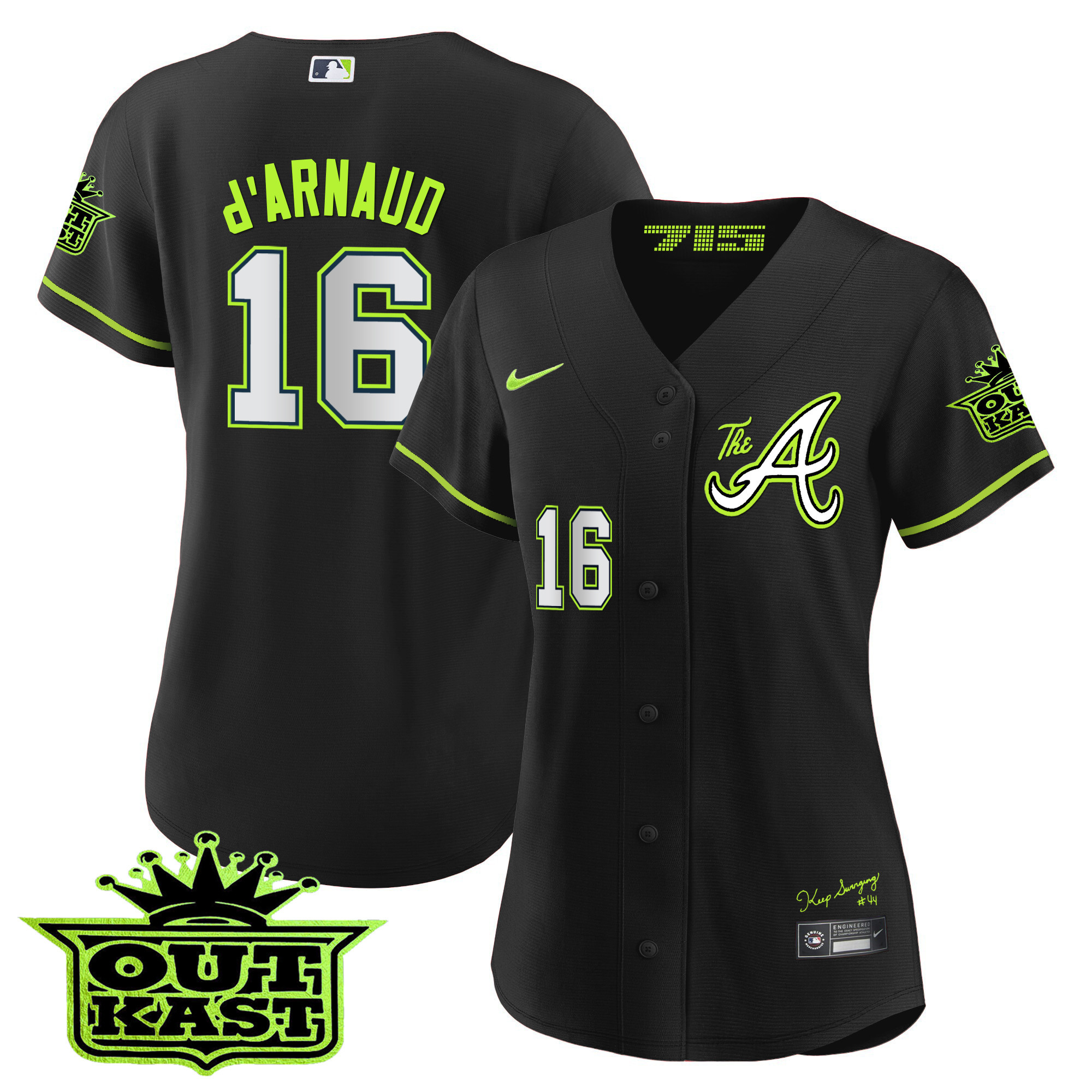 Travis D'Arnaud Women's Atlanta Braves Atliens The A Baseball Black Jersey - All Stitched