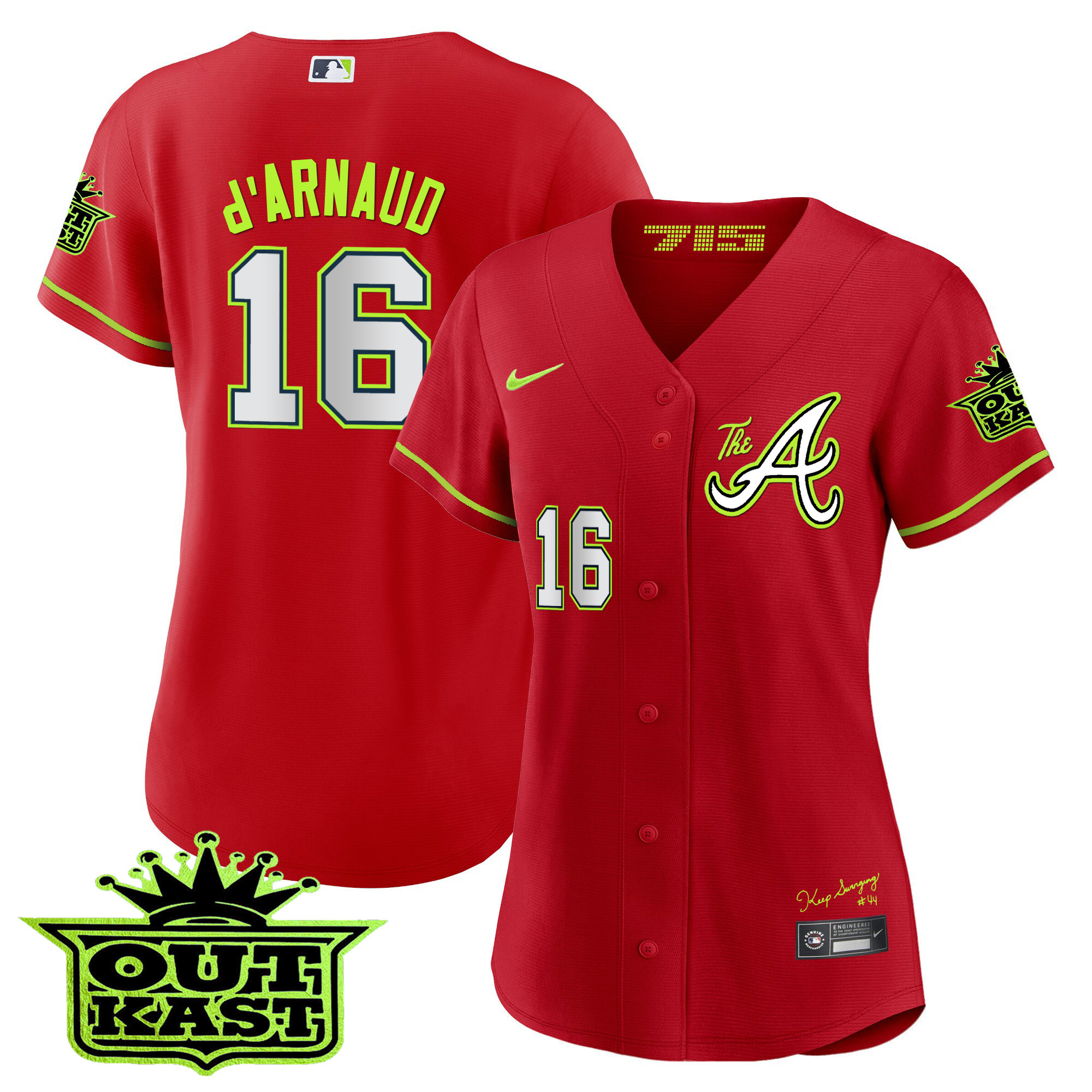 Travis D'Arnaud Women's Atlanta Braves Atliens The A Baseball Red Jersey - All Stitched