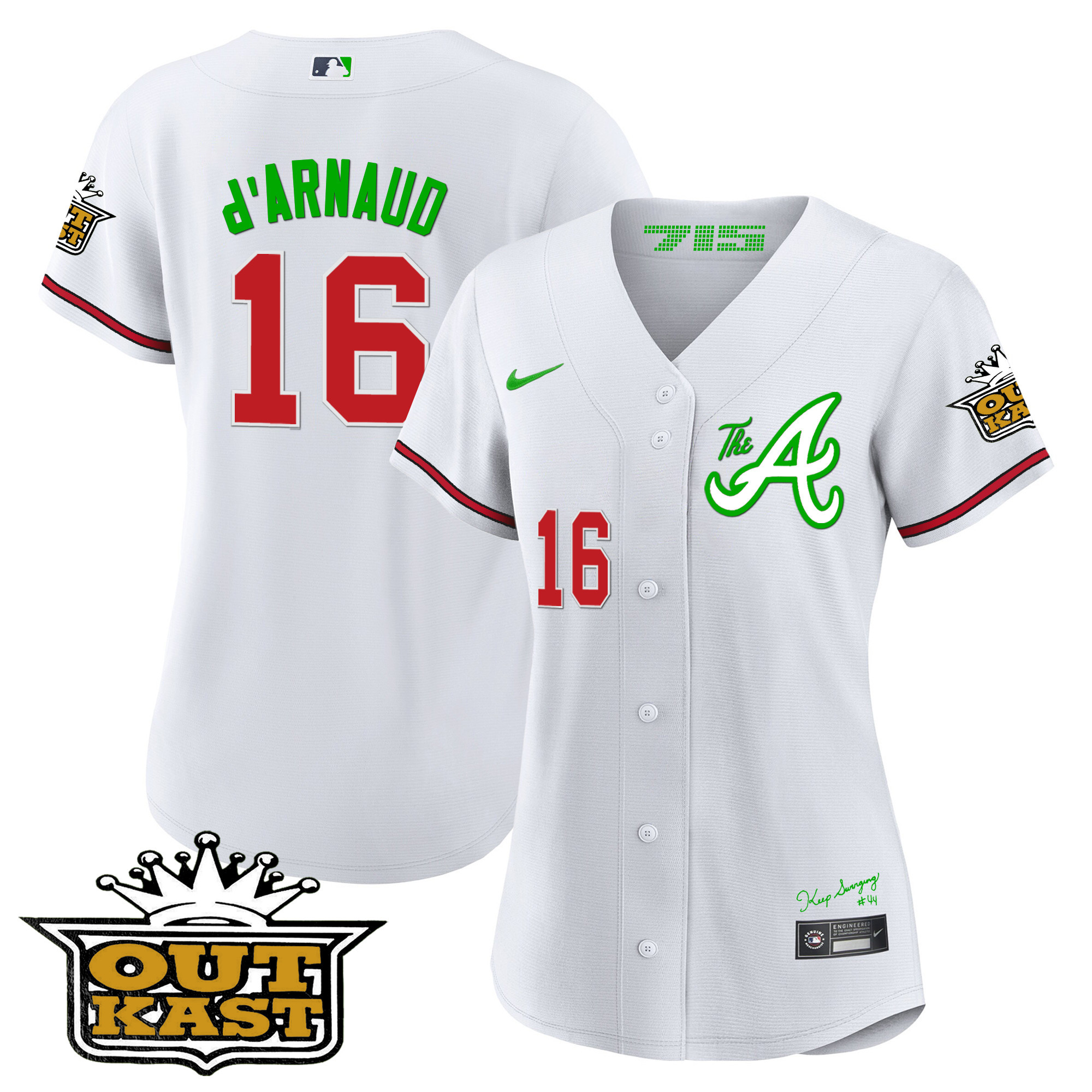 Travis D'Arnaud Women's Atlanta Braves Atliens The A Baseball White Jersey - All Stitched