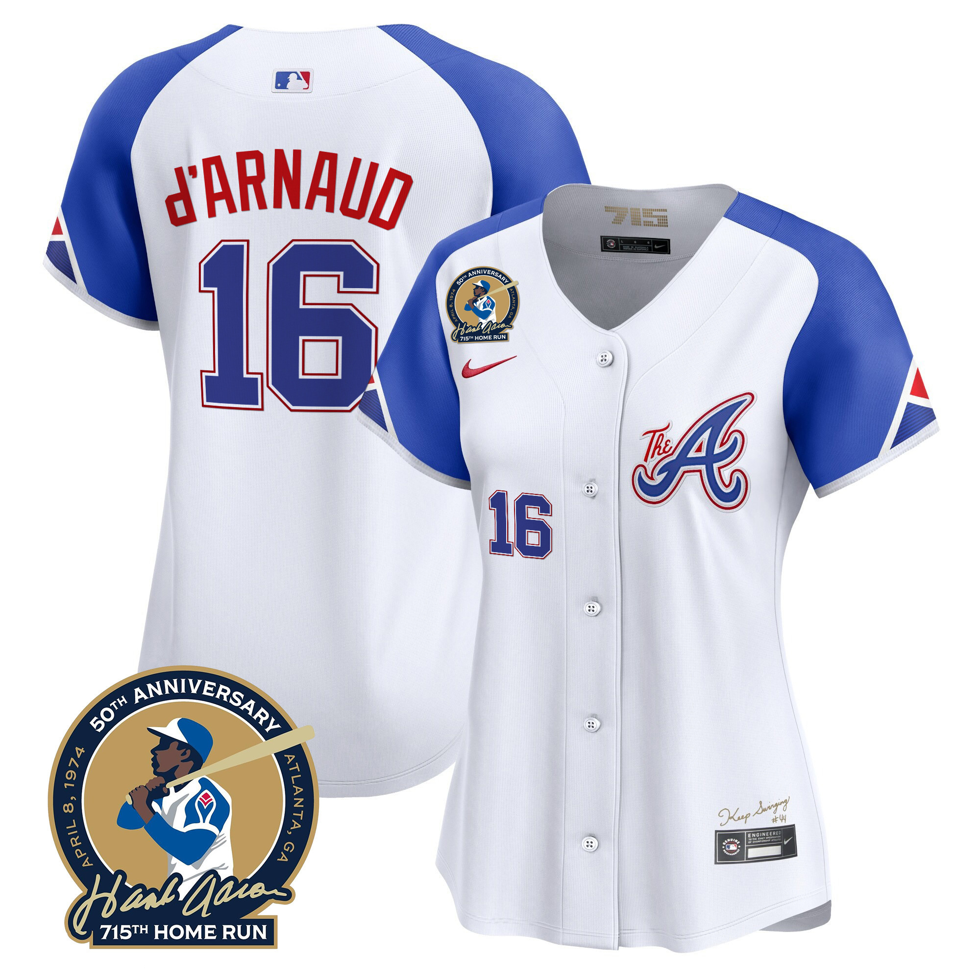 Travis D'Arnaud Women's Atlanta Braves Hank Aaron 715th Home Run Patch Vapor Premier Limited City Connect Jersey - All Stitched