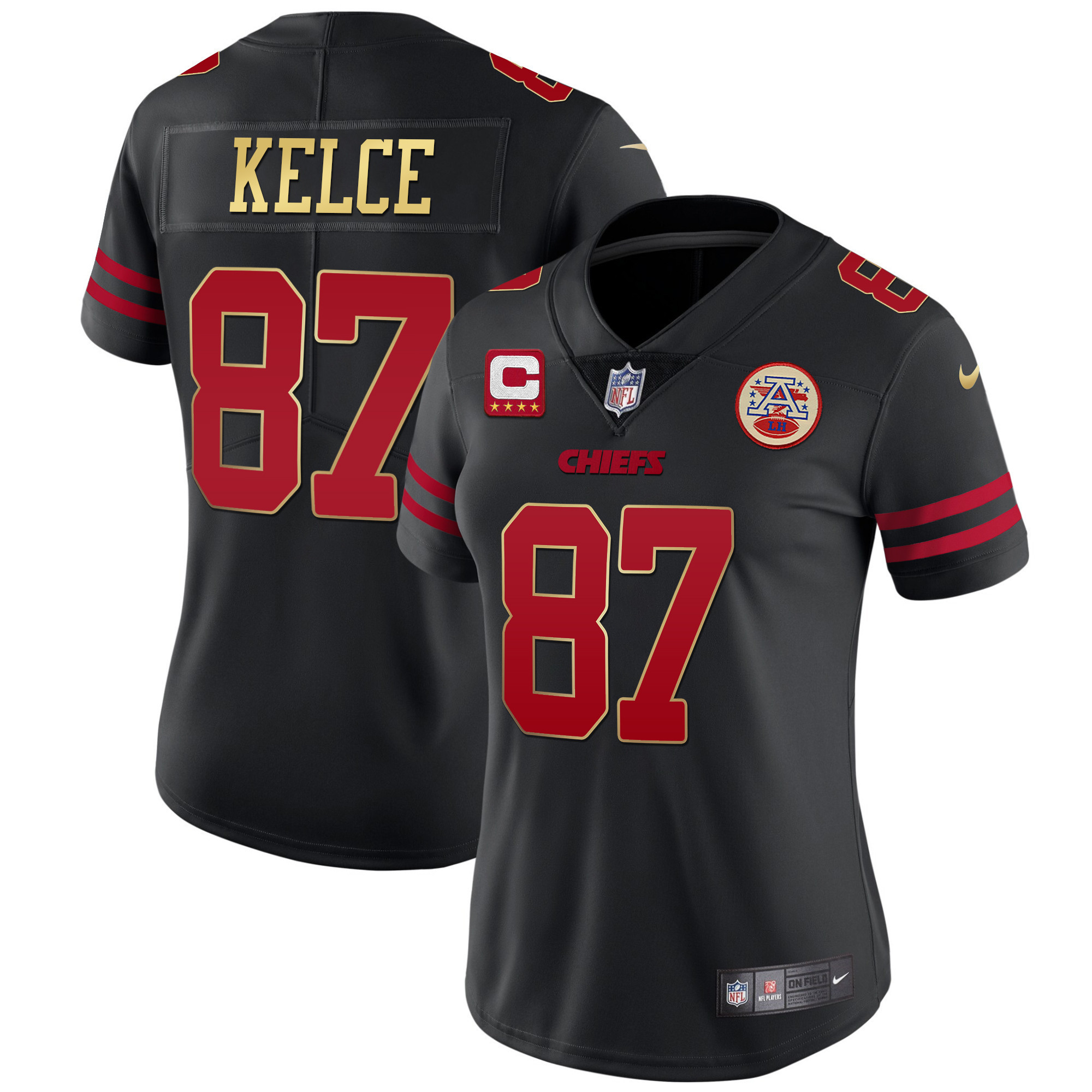 Travis Kelce Kansas City Chiefs Black Red Vapor Jersey - All Stitched 