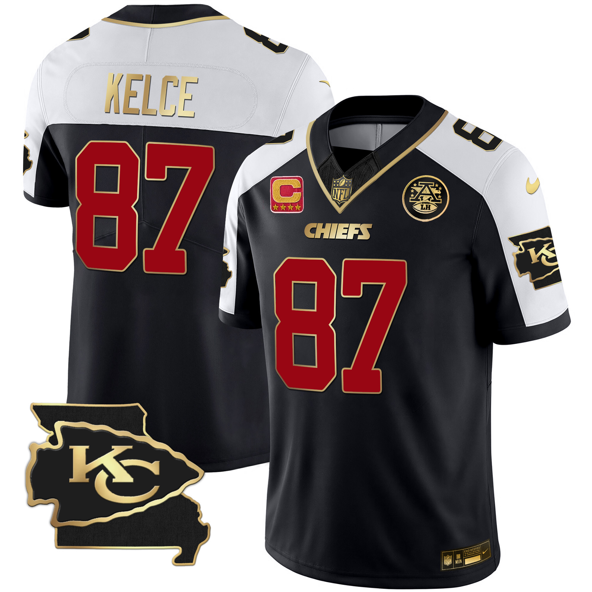 Travis Kelce Men's Kansas City Chiefs Missouri Patch Vapor Limited Black Alternate Jersey - All Stitched 