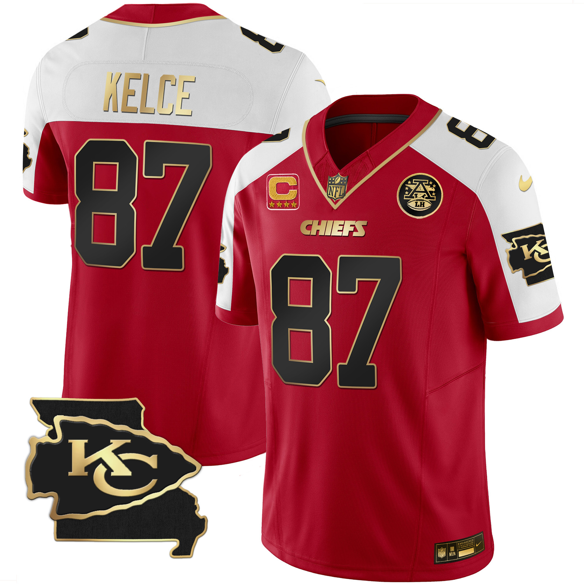 Travis Kelce Men's Kansas City Chiefs Missouri Patch Vapor Limited Red Alternate Jersey - All Stitched 