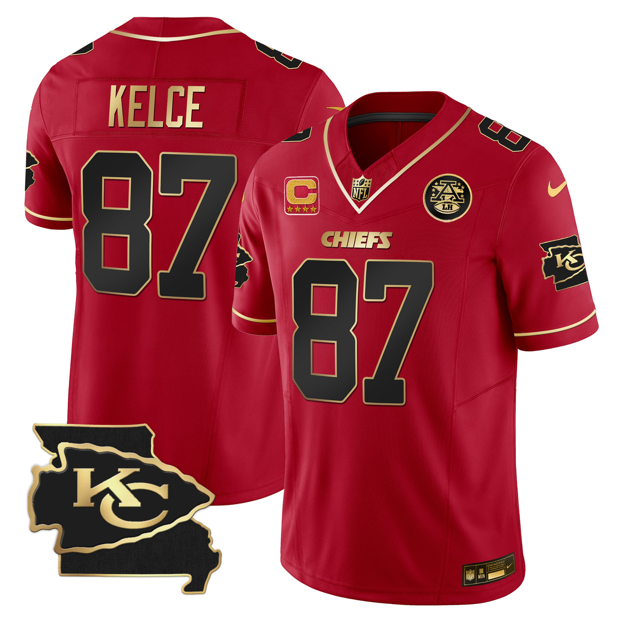 Travis Kelce Men's Kansas City Chiefs Missouri Patch Vapor Limited Red Special Jersey - All Stitched 