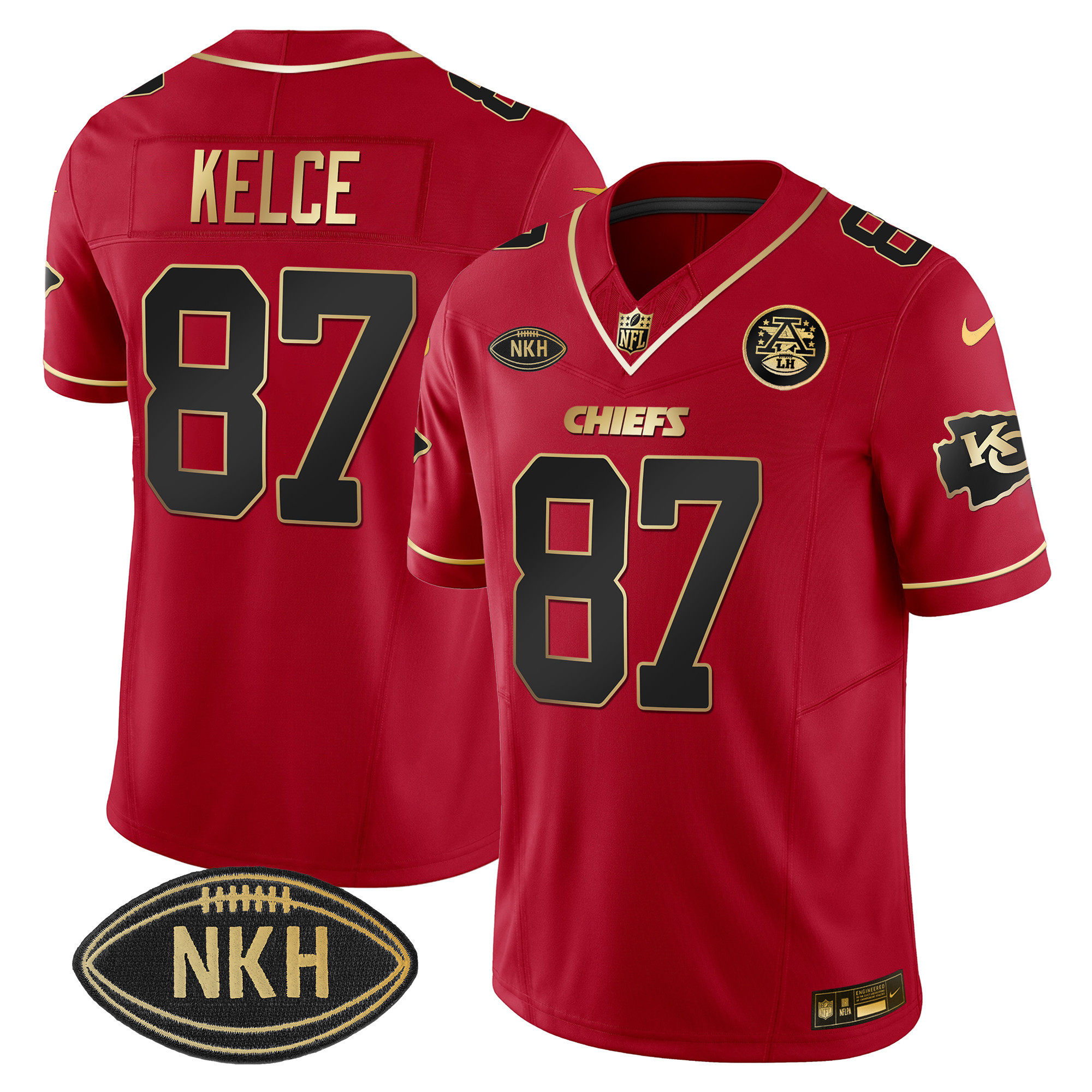 Travis Kelce Men's Kansas City Chiefs NKH Patch 2023 Vapor Limited Red Special Jersey - All Stitched 