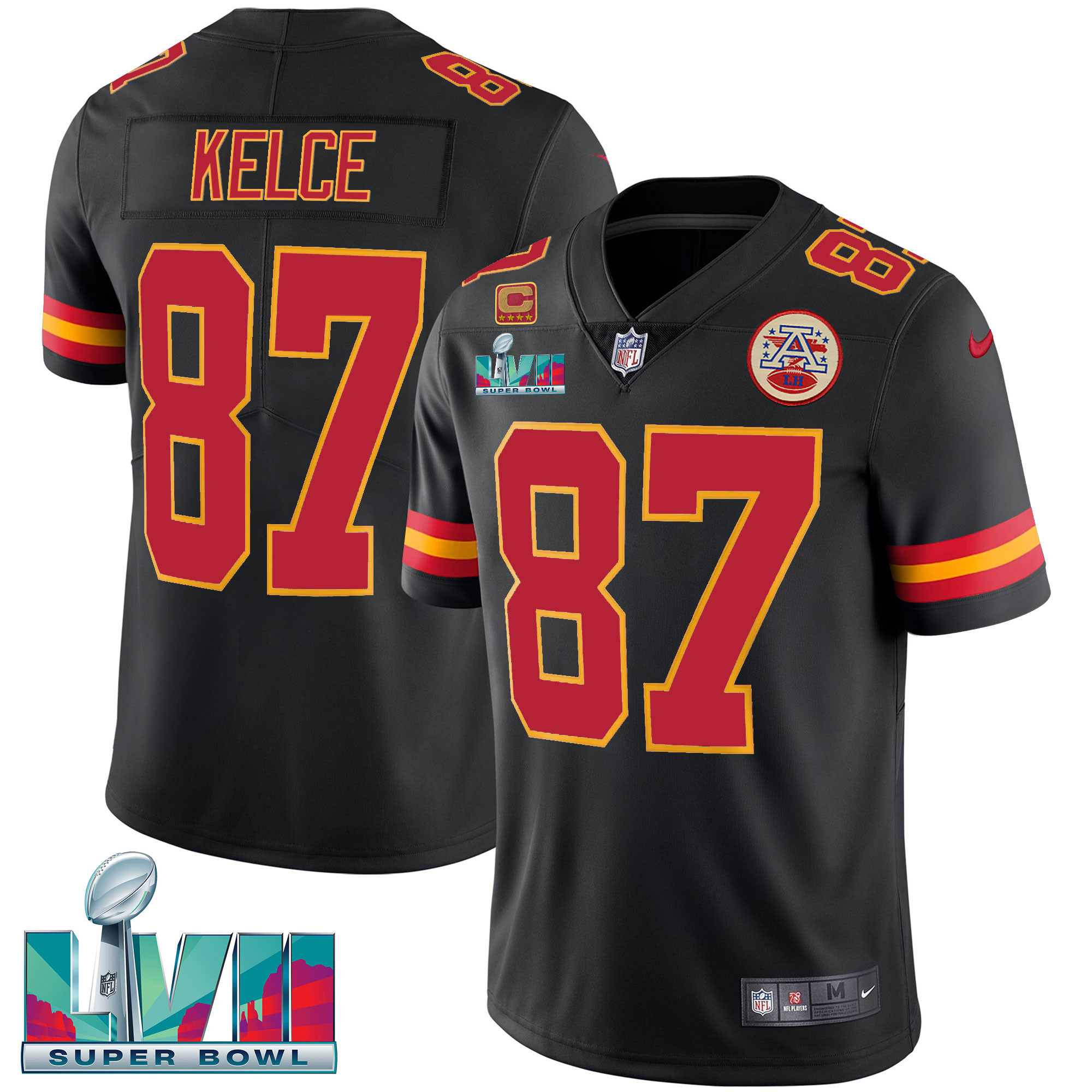 Travis Kelce Men's Kansas City Chiefs Super Bowl LVII Vapor Player Black Jersey - All Stitched 