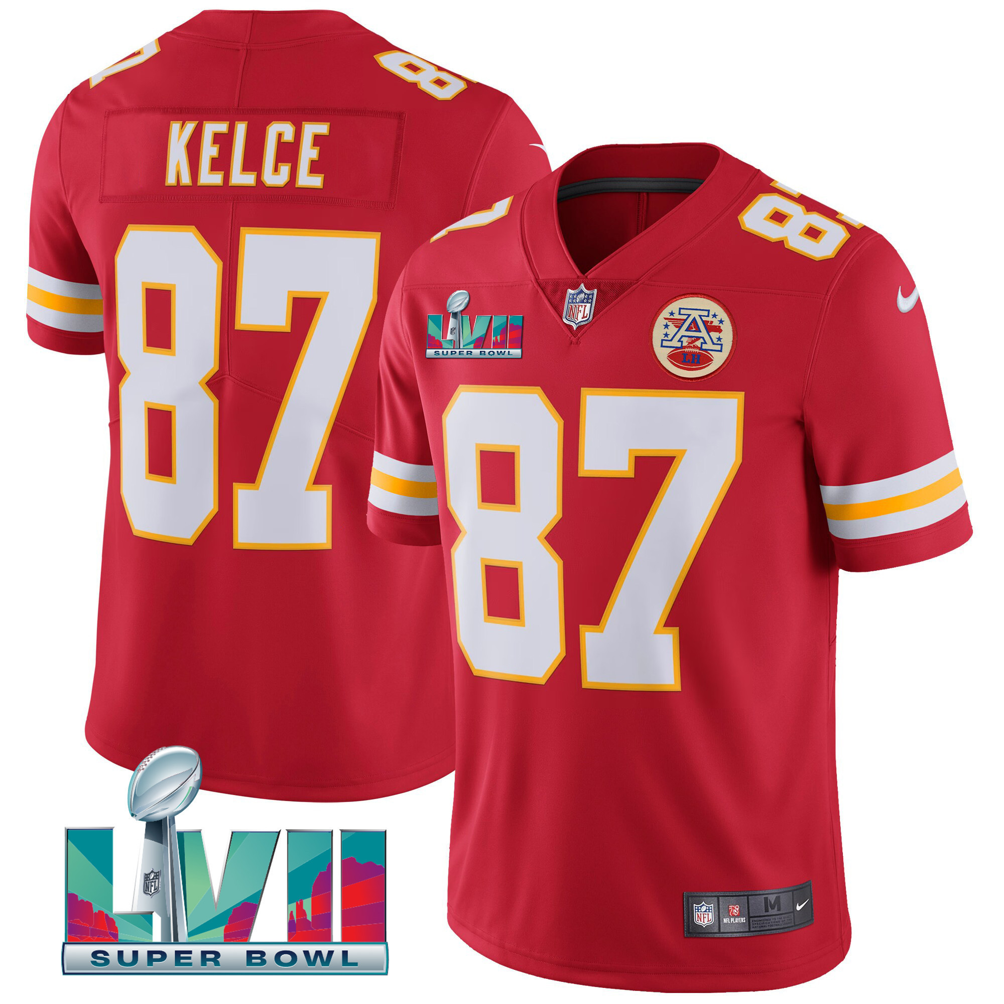 Travis Kelce Youth's Kansas City Chiefs Super Bowl LVII Vapor Player Red Jersey - All Stitched 