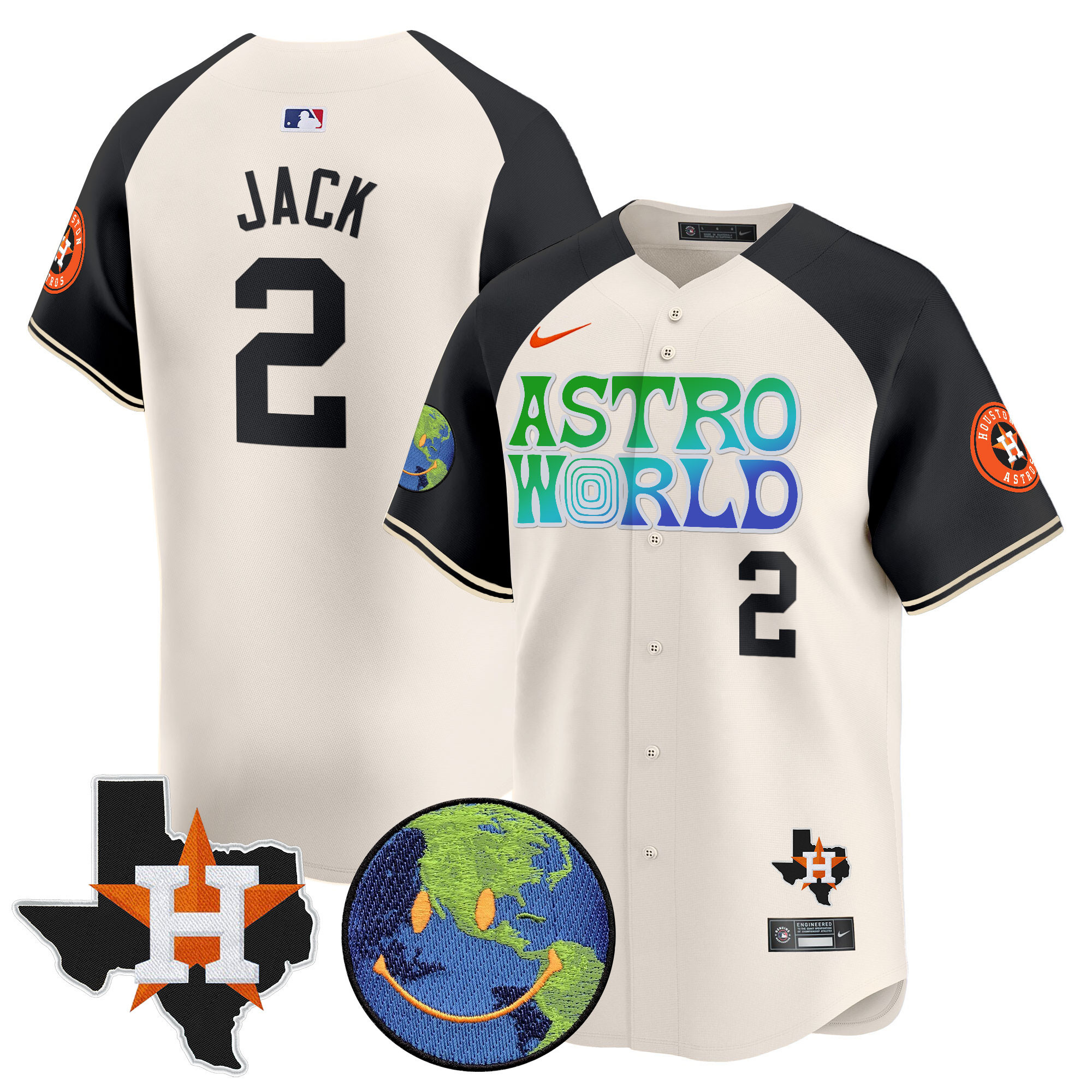 Travis Scott Men's Houston Astros Cactus Jack Astro World Vapor Premier Limited Cream Alternate Jersey - All Stitched