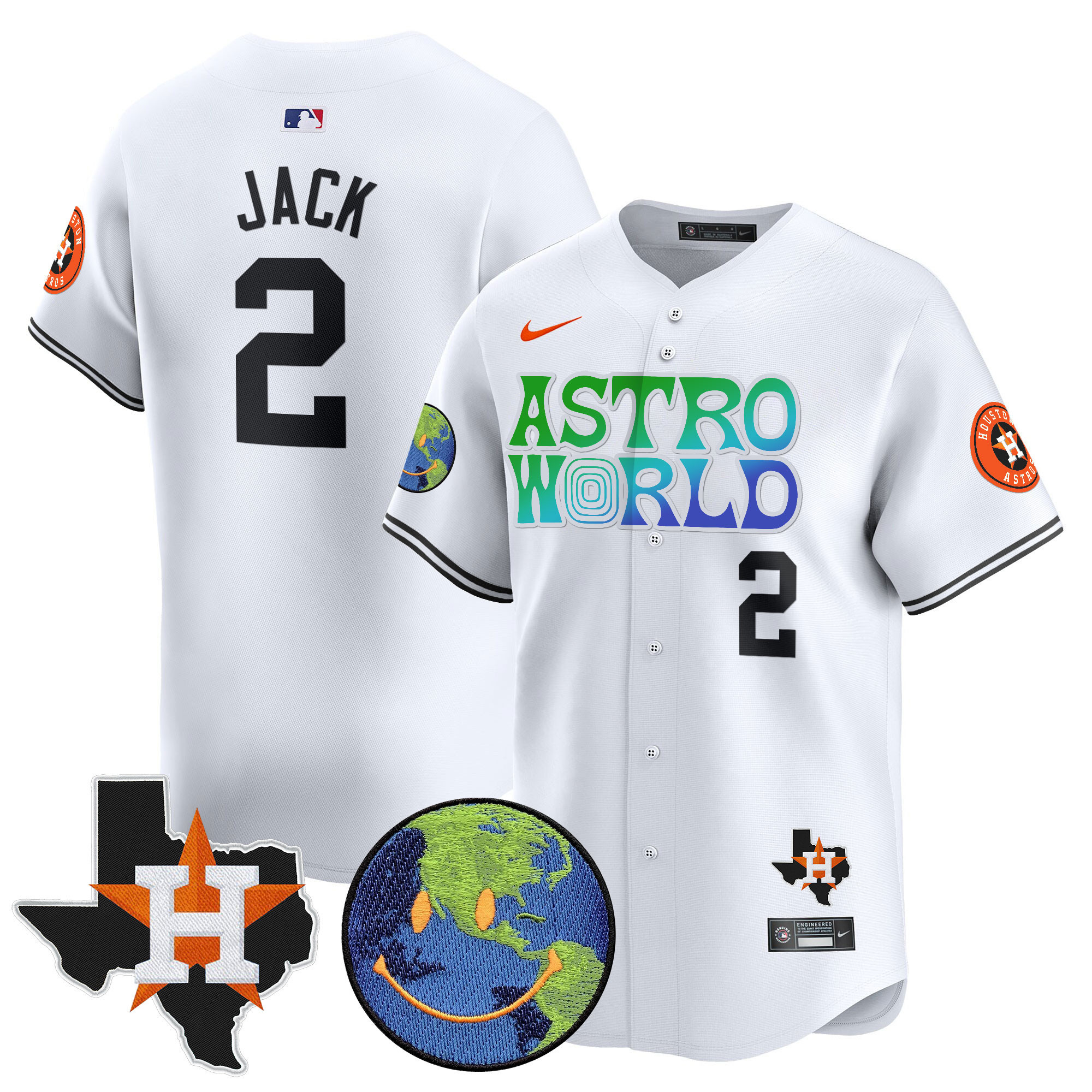 Travis Scott Men's Houston Astros Cactus Jack Astro World Vapor Premier Limited White Jersey - All Stitched
