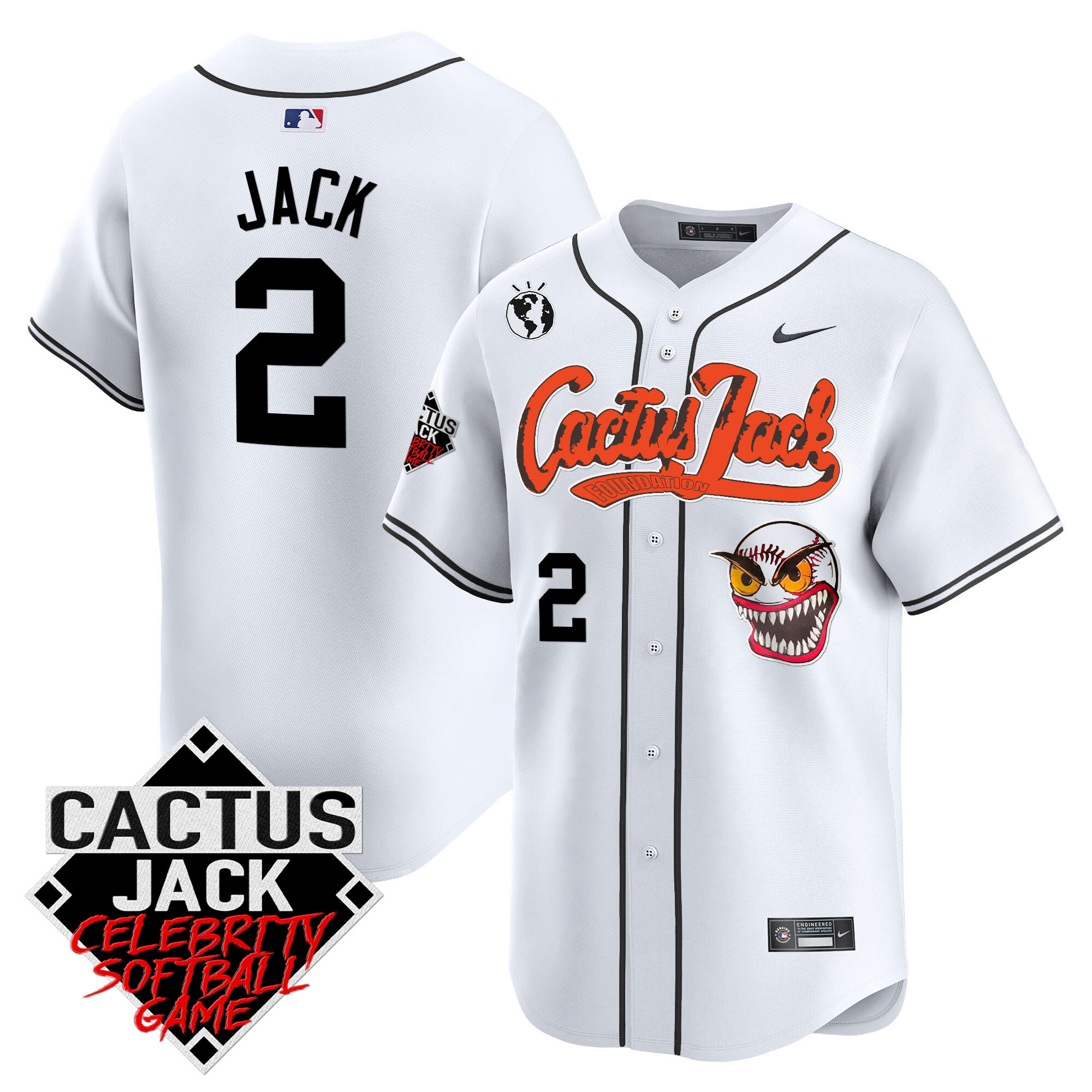 Travis Scott Men's Houston Astros Cactus Jack Celebrity Softball Game Patch Vapor Premier Limited White Jersey - All Stitched