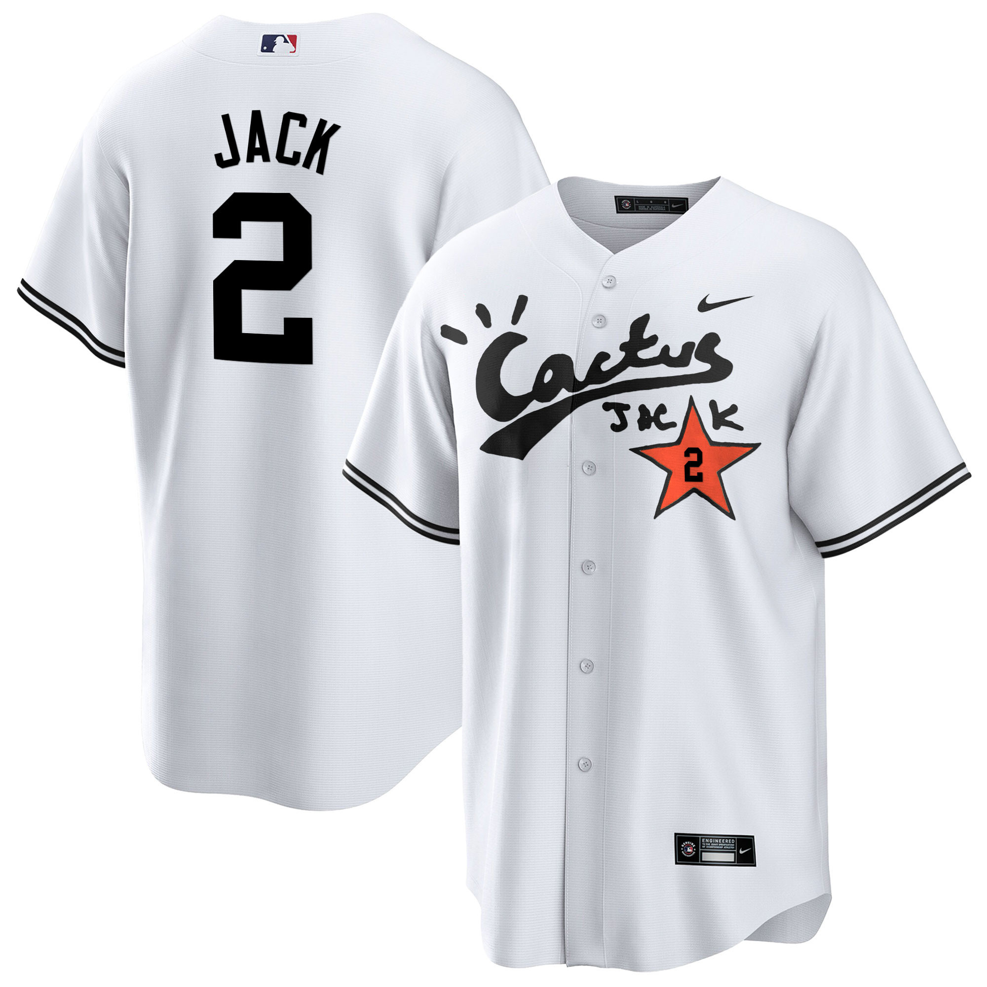 Travis Scott Men's Houston Astros Cactus Jack Cool Base V2 White Jersey - All Stitched