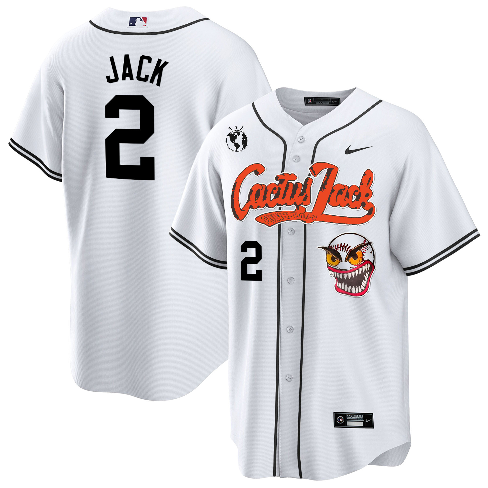 Travis Scott Men's Houston Astros Cactus Jack Cool Base White Jersey - All Stitched
