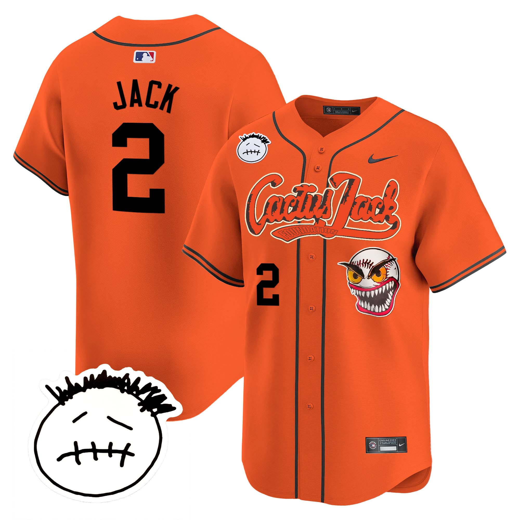 Travis Scott Men's Houston Astros Cactus Jack Patch Vapor Premier Limited V3 Orange Jersey - All Stitched