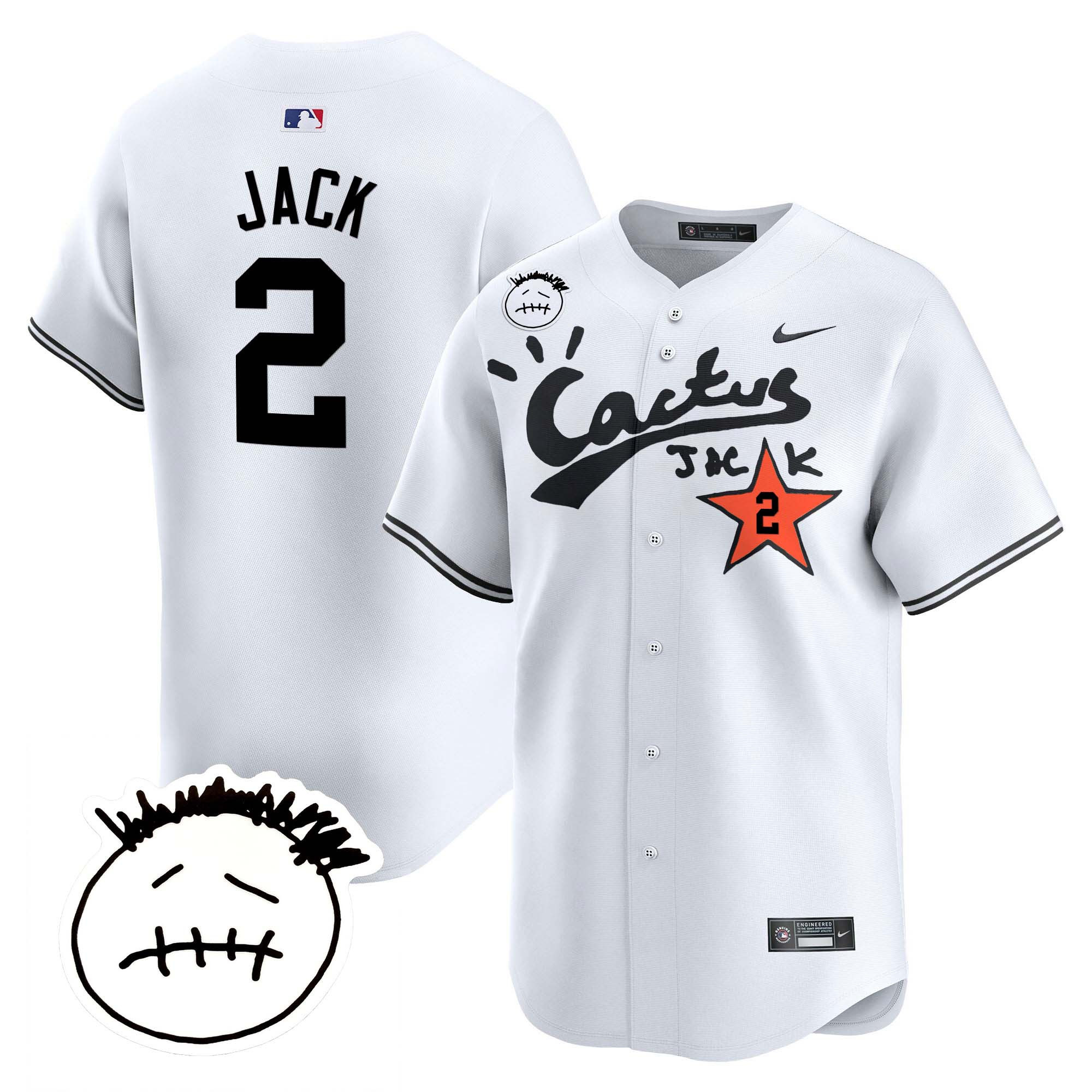 Travis Scott Men's Houston Astros Cactus Jack Patch Vapor Premier Limited V5 White Jersey - All Stitched