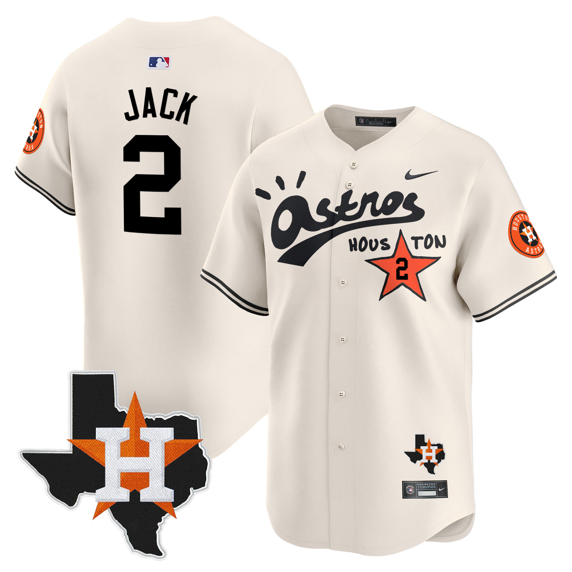 Travis Scott Men's Houston Astros Cactus Jack Style Vapor Premier Limited Cream Jersey - All Stitched