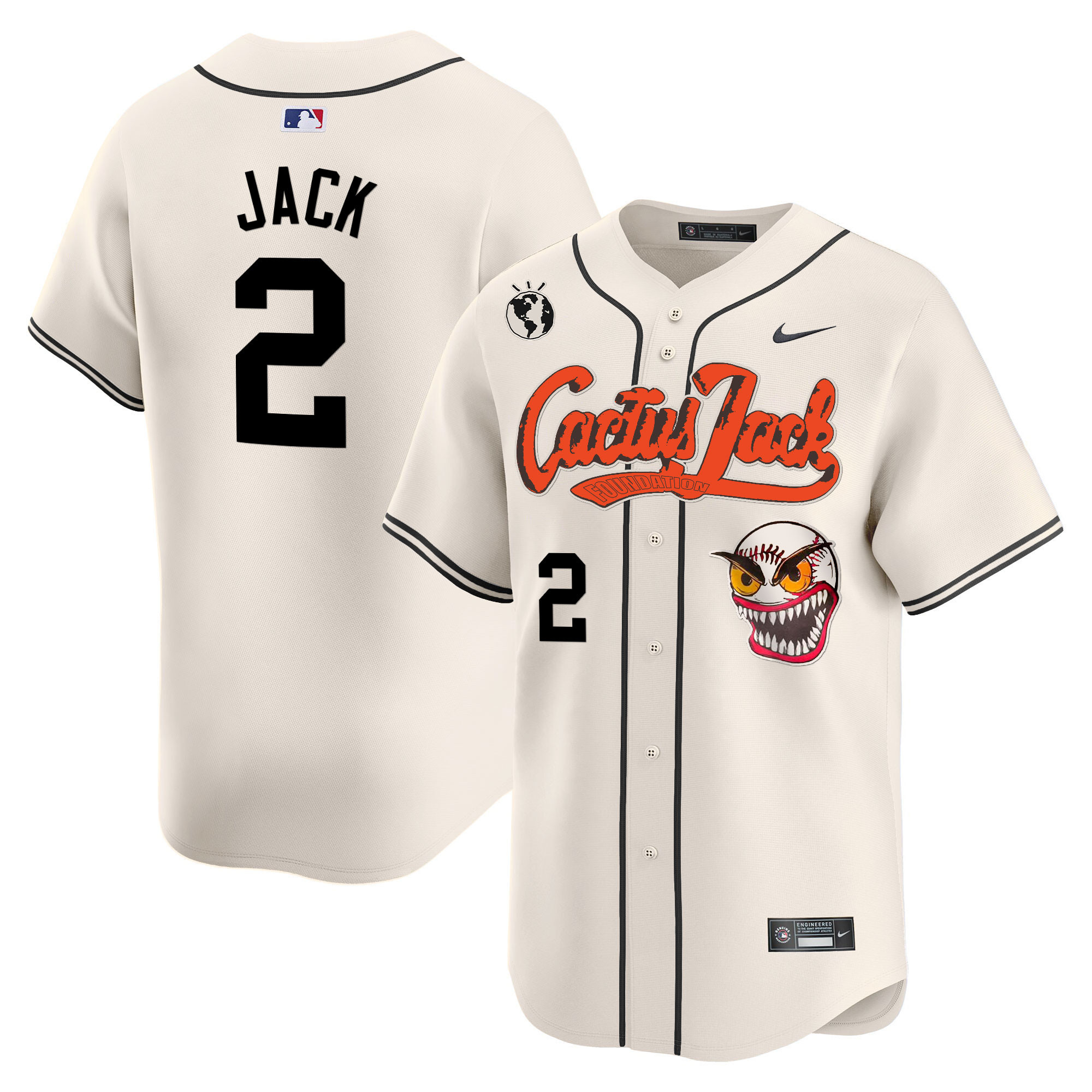 Travis Scott Men's Houston Astros Cactus Jack Vapor Premier Limited Cream Jersey - All Stitched