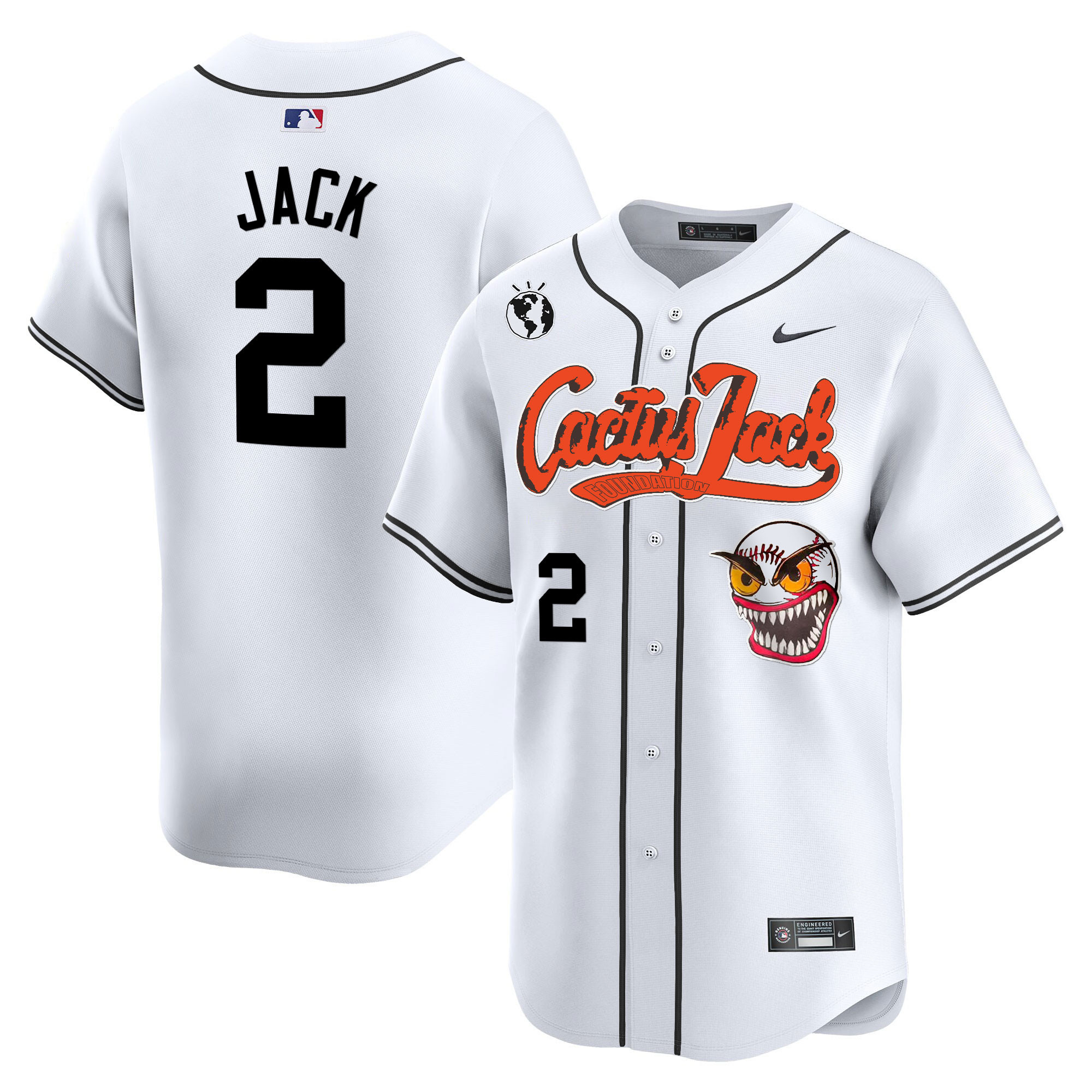 Travis Scott Men's Houston Astros Cactus Jack Vapor Premier Limited White Jersey - All Stitched